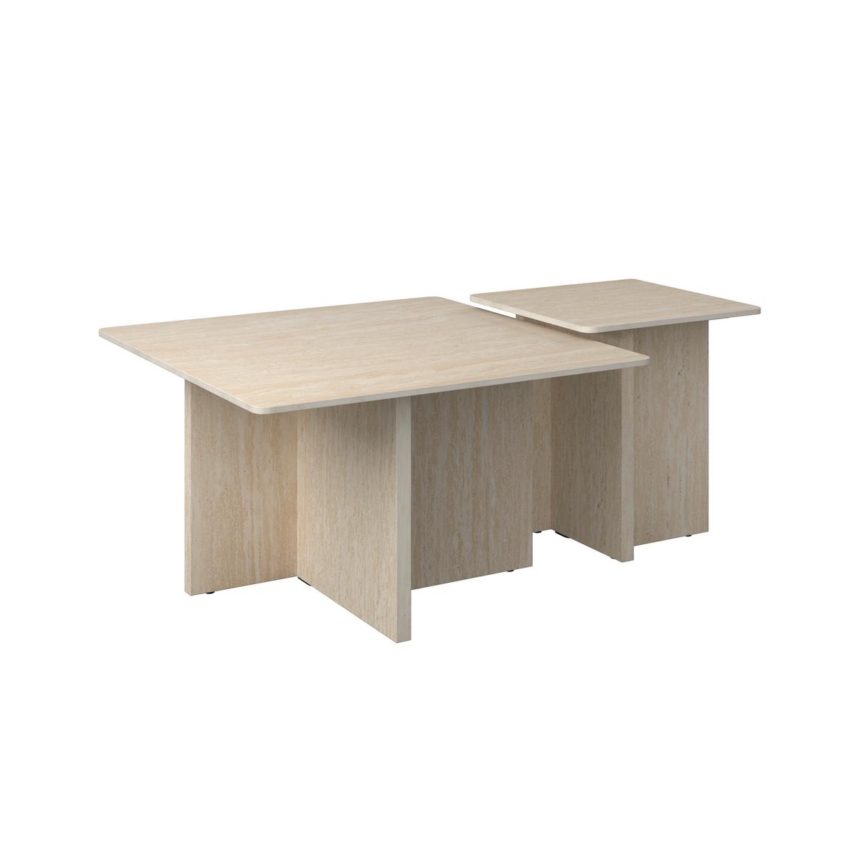 Couchtisch Lucca 2er Set Creme - Creme, MODERN, Holzwerkstoff/Stein - Bessagi Home