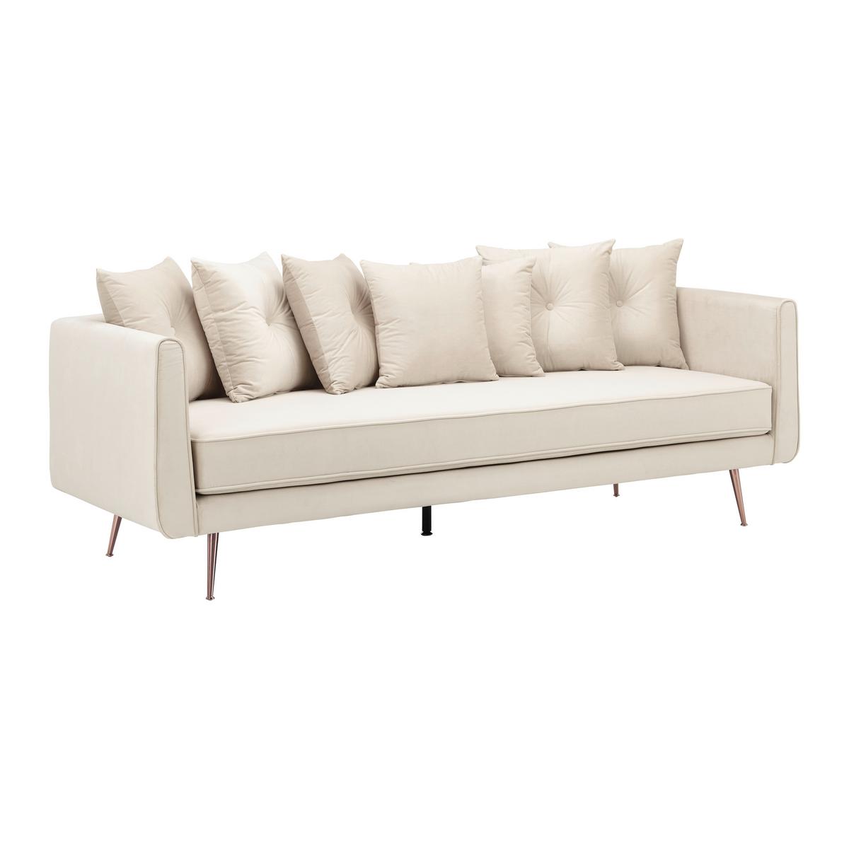 Bigsofa Luis Beige Samt - Beige/Roségold, MODERN, Holz/Textil (225/87/87cm) - Bessagi Home