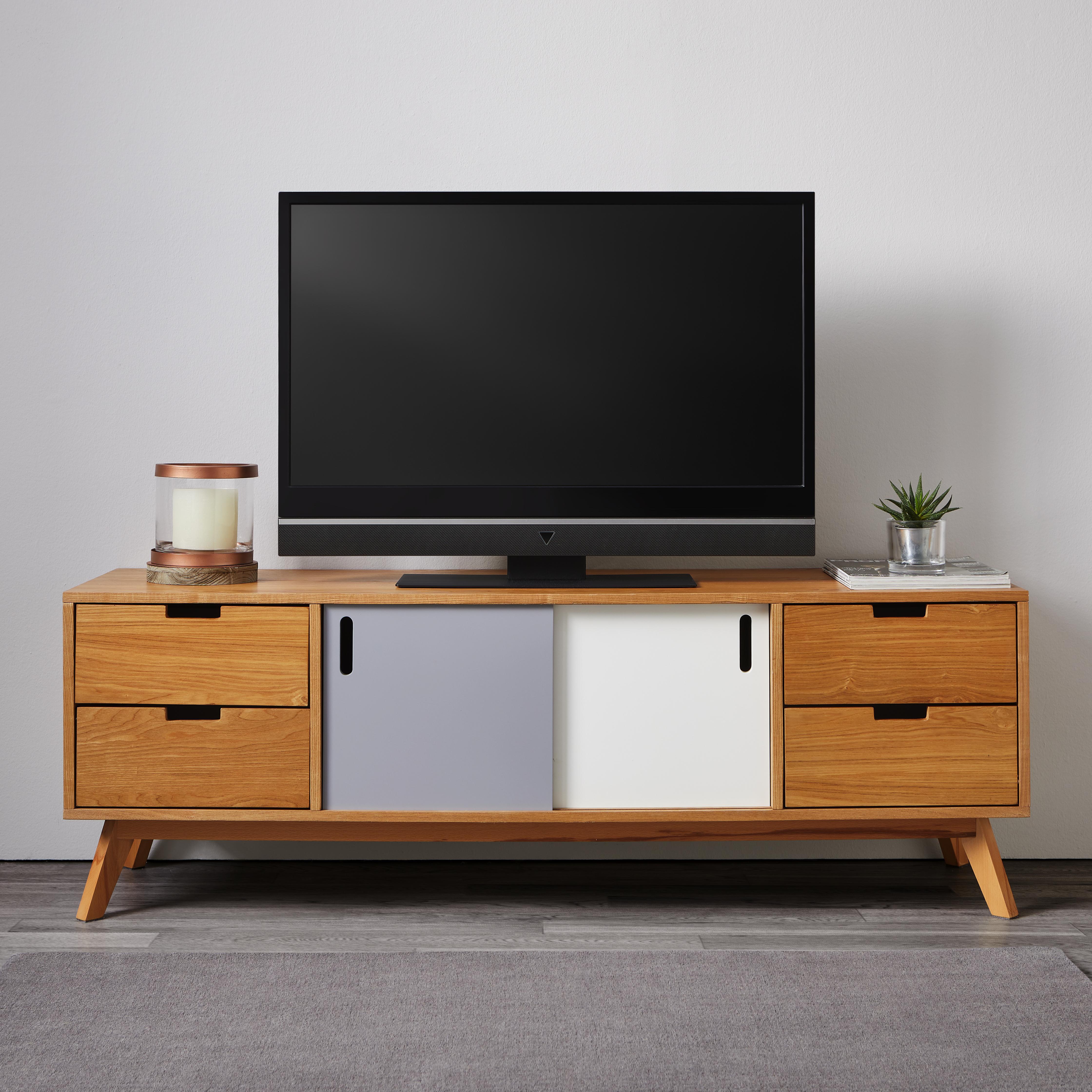 TV-Element in Multicolor 'Maris' - Eichefarben/Buchefarben, MODERN, Holz (140/48/40cm) - Bessagi Home