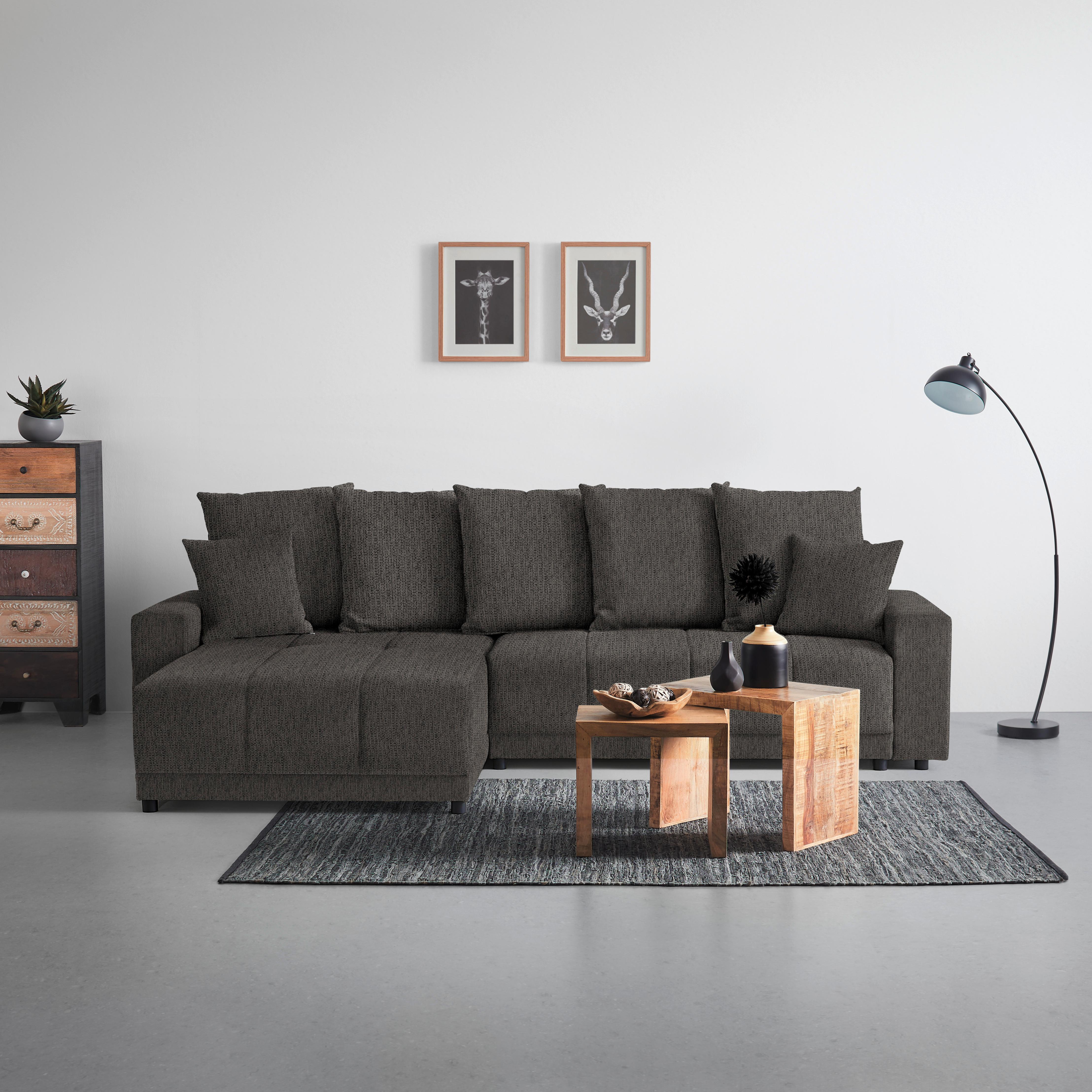 Ecksofa Alatri Anthrazit - Anthrazit/Schwarz, MODERN, Kunststoff/Textil (289/90/176cm) - Based