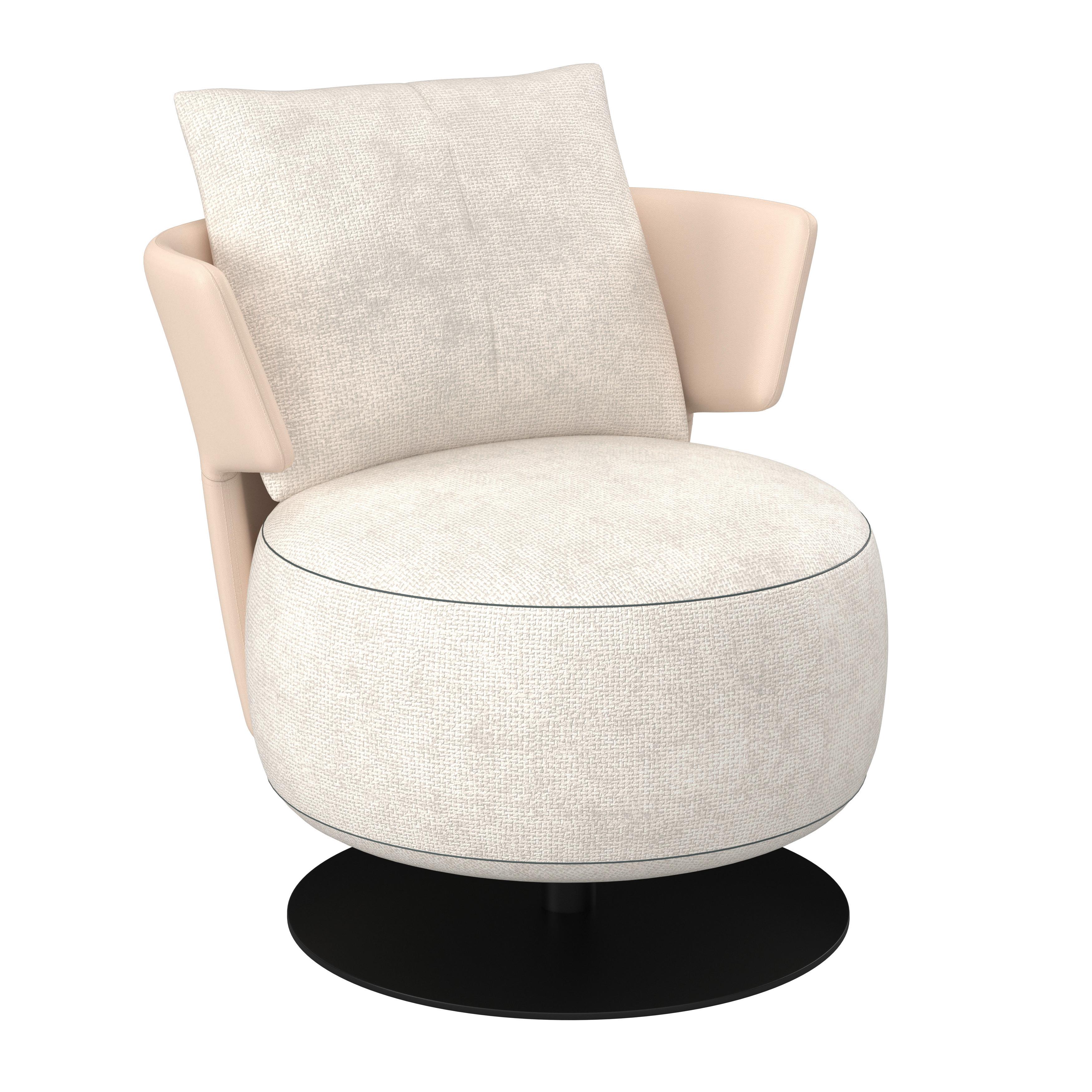 Relaxsessel Nora Beige Webstoff - Beige/Schwarz, MODERN, Holz/Textil (80/80/80cm) - Bessagi Home