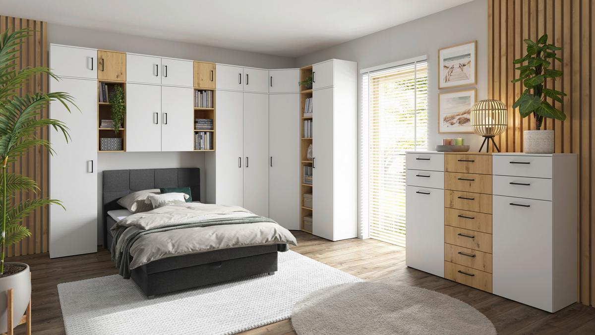Eckkommode Multistauraum Weiss - Weiss/Anthrazit, Modern, Holzwerkstoff/Kunststoff (71,5/83/71,5cm) - Premium Living