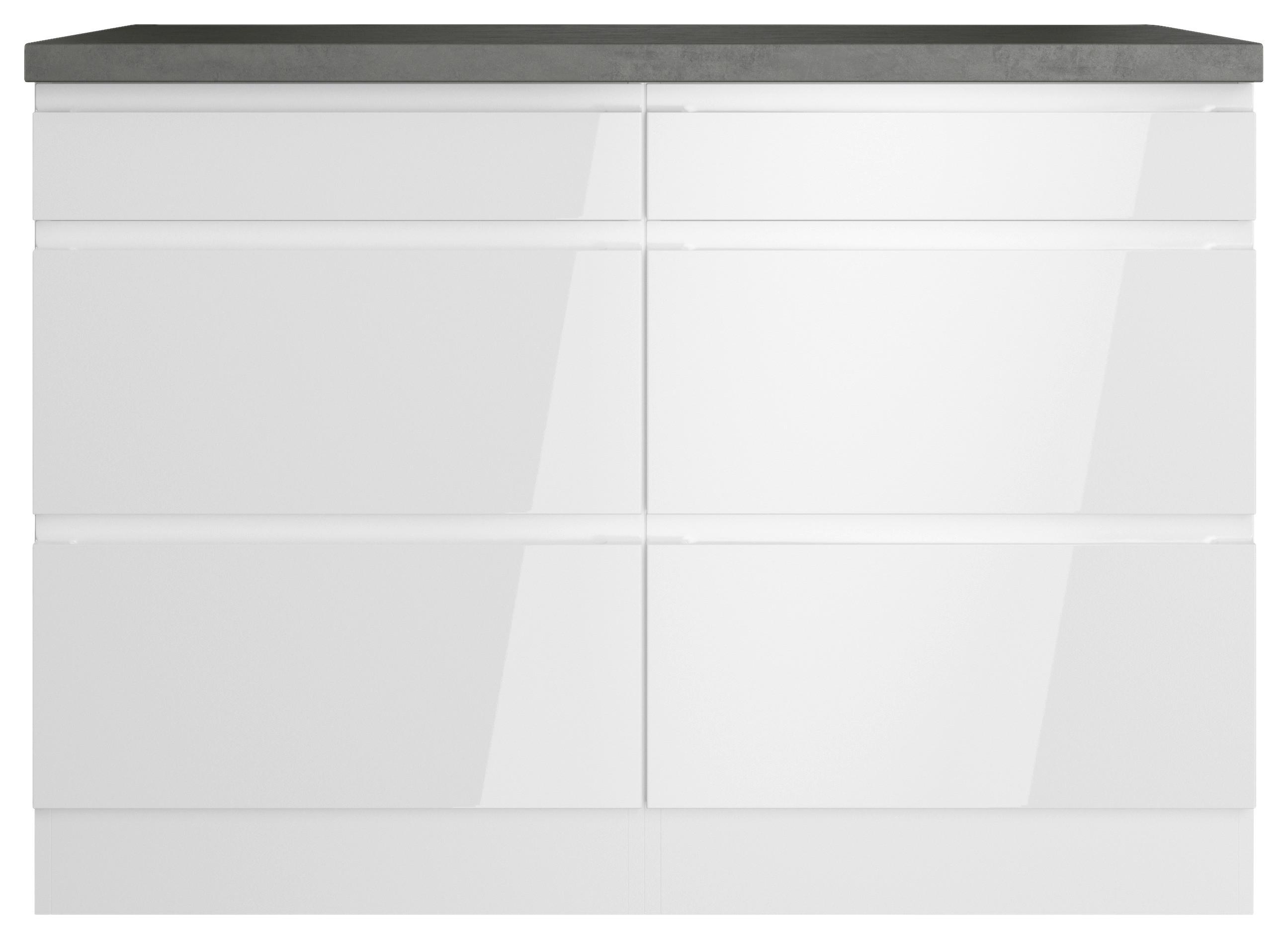 Küchenunterschrank Monza ca. 120x86 cm Weiß/Grau - Weiß Hochglanz/Weiß, LIFESTYLE, Holzwerkstoff (120/86/60cm) - Held