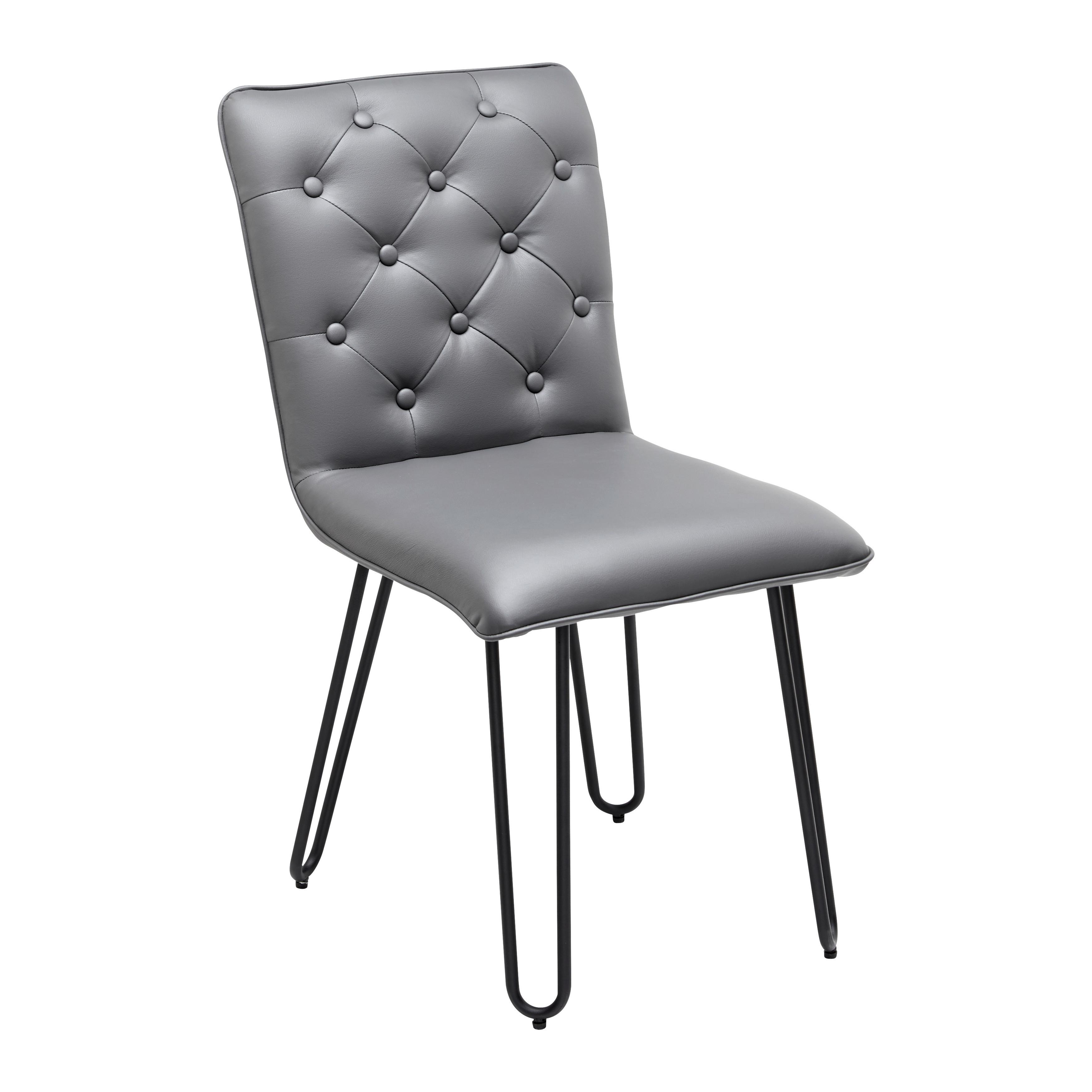 Stuhl Ivie Grau Lederlook Gepolstert - Schwarz/Grau, MODERN, Holz/Textil (43/86/62cm) - Bessagi Home