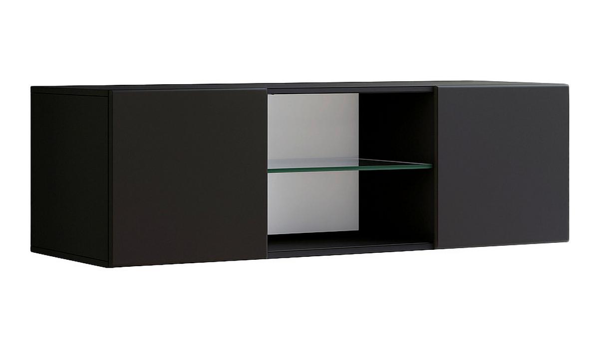 Lowboard Jusa Schwarz B: ca. 115 cm - Schwarz/Alufarben, MODERN, Glas/Holzwerkstoff (115/40/36cm) - MID.YOU
