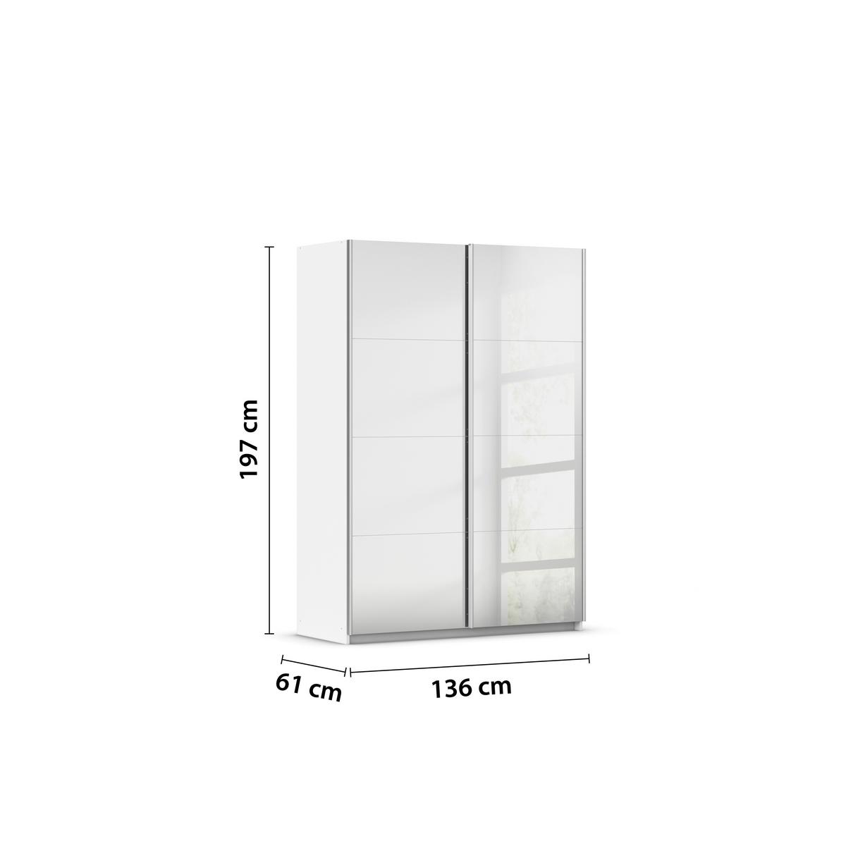 Ormar S Kliznim Vratima Subito - bijela/boje aluminija, Moderno, drvni materijal/metal (136/197/61cm) - Modern Living