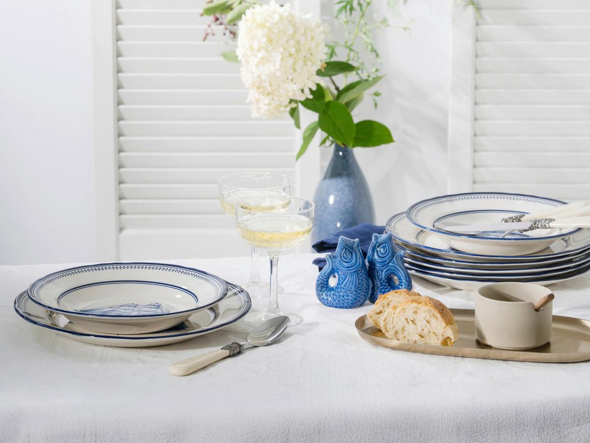 Jedilni Servis Sailing Ship, 12-Delni - modra/bela, Basics, keramika - Creatable