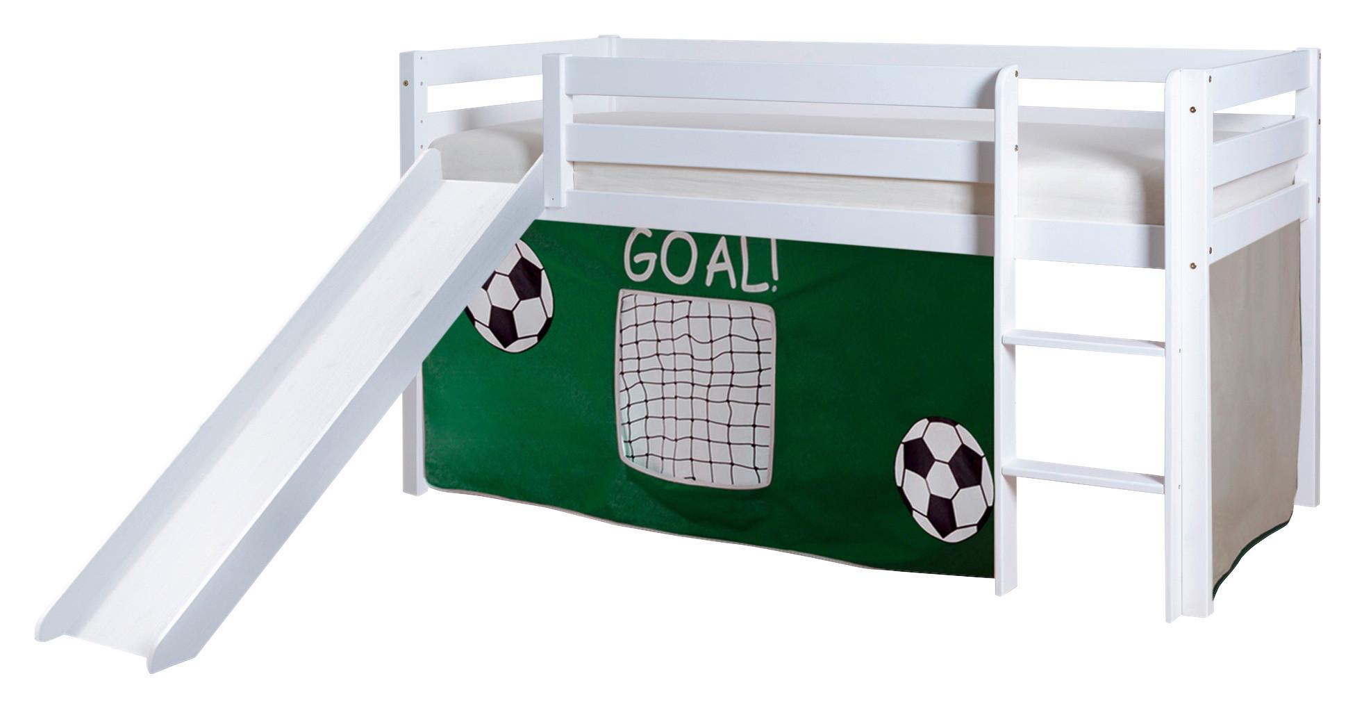 Igralna Postelja Manuel, 90x200, Zelena, Tobogan - bela/temno zelena, Natur, les (90/200cm) - MID.YOU