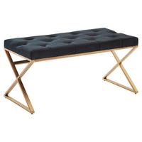 Sitzbank Wohnling ca.90x46x44 cm Textil Schwarz - Goldfarben/Schwarz, Design, Textil/Metall (90/46/44cm) - MID.YOU