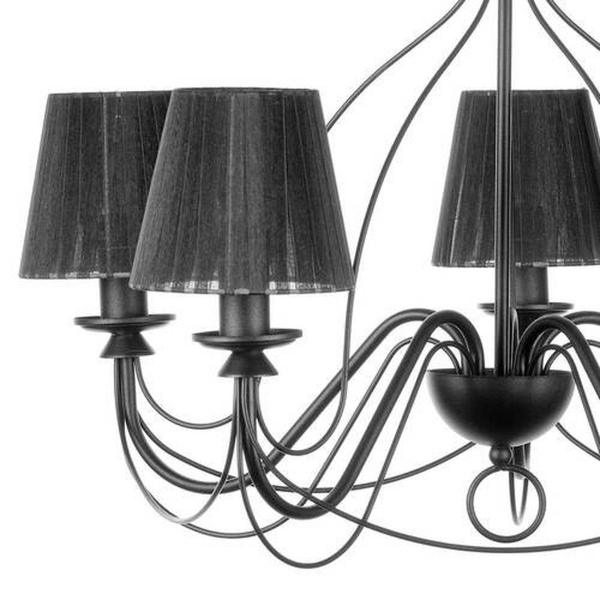 Kronleuchter Loris nero Schwarz max. 6 Watt - Schwarz, KONVENTIONELL, Textil/Metall (65/65/130cm)