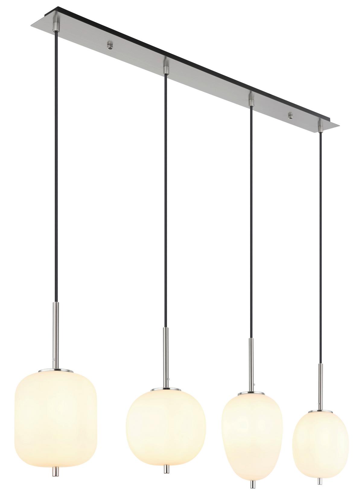 HÄNGELEUCHTE 15345-4NO - Opal/Schwarz, Trend, Glas/Kunststoff (110/18,5/120cm) - Globo