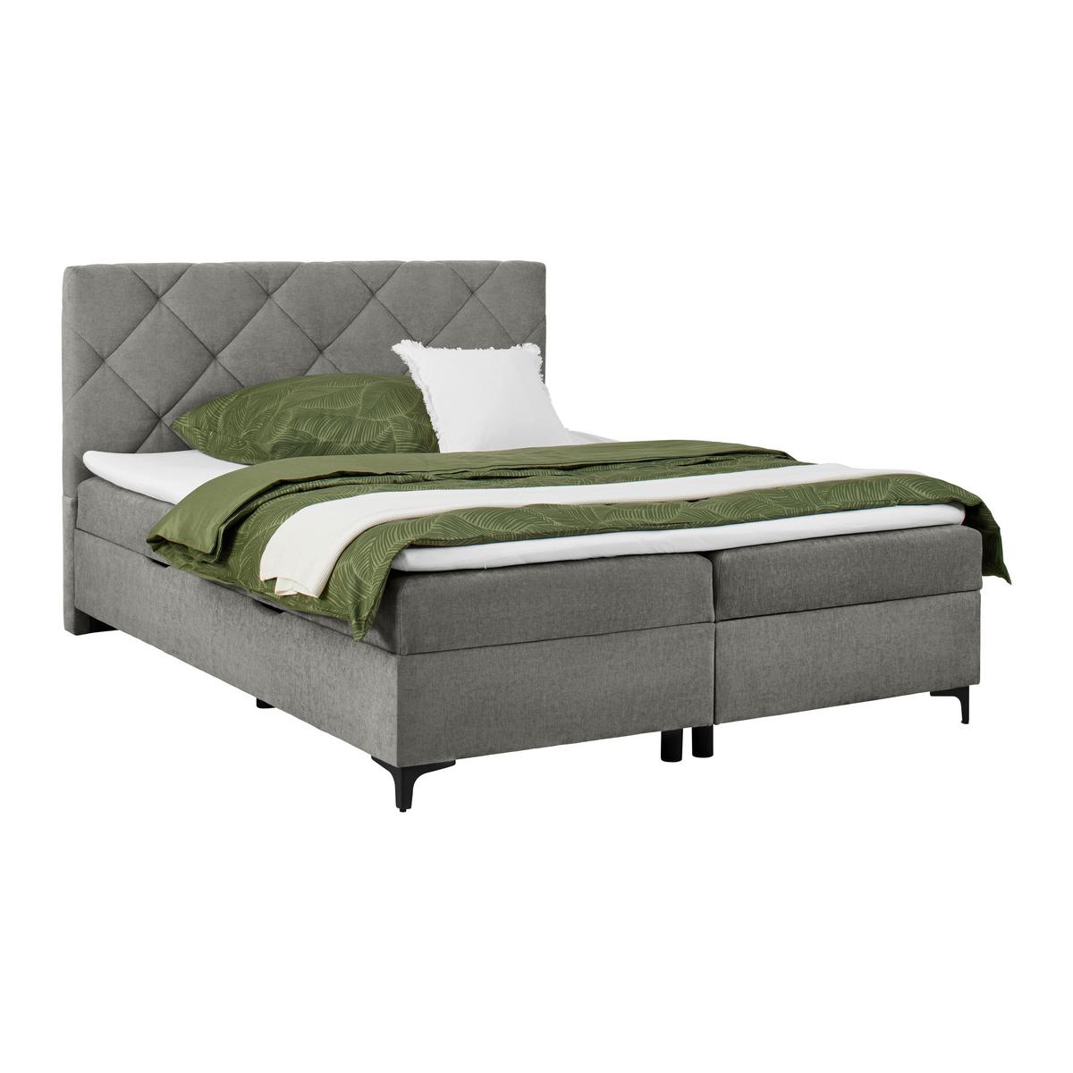 Boxbett Wind Dunkelgrau ca. 160x200cm - Dunkelgrau/Schwarz, KONVENTIONELL, Textil/Metall (160/200cm) - Mömax