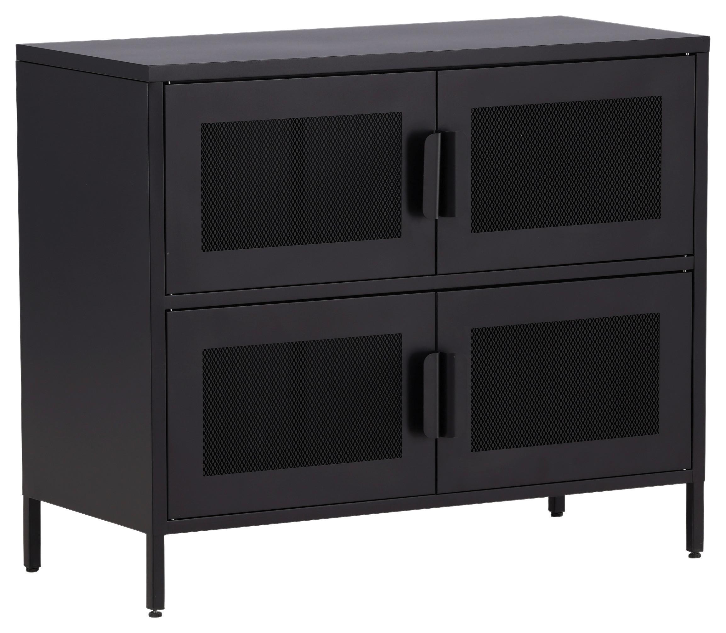 SIDEBOARD NETT - Schwarz, Design, Metall (90/75/40cm) - Livetastic