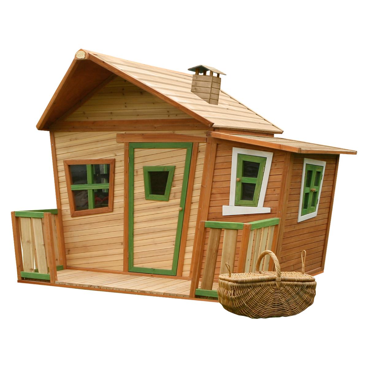 Spielhaus Lisa aus Zedernholz - Braun/Weiß, Basics, Holz (220/174/193cm) - Ambia Garden