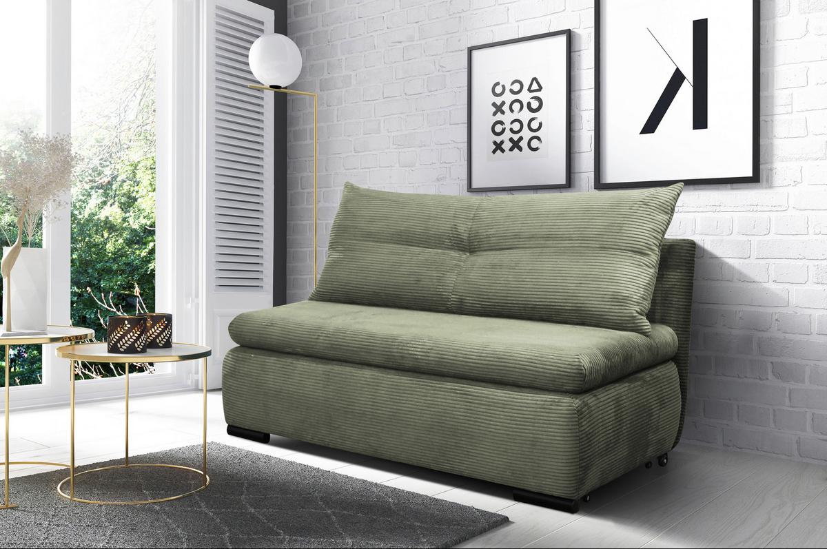 Kanapéágy Jolie - fekete/zöld, Modern, műanyag/textil (150/92/85cm)