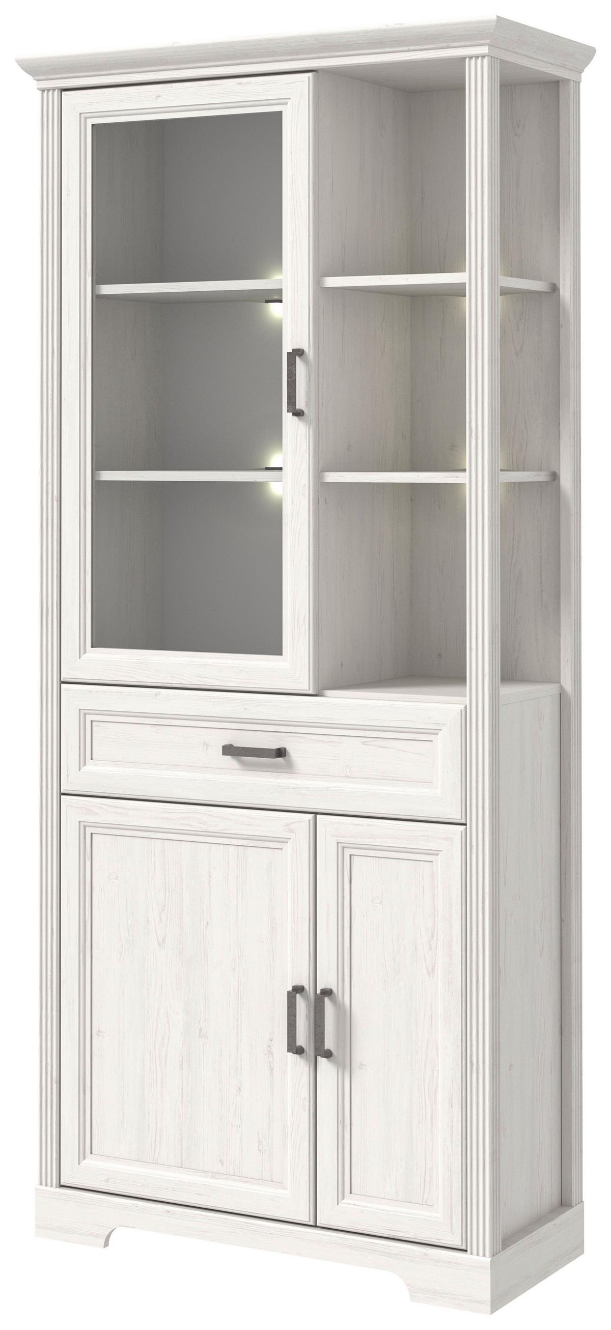 vitrine in Pinienfarben - couleur de pin, Romantik / Landhaus, métal/matériau de bois (93/204/42cm) - Zandiara