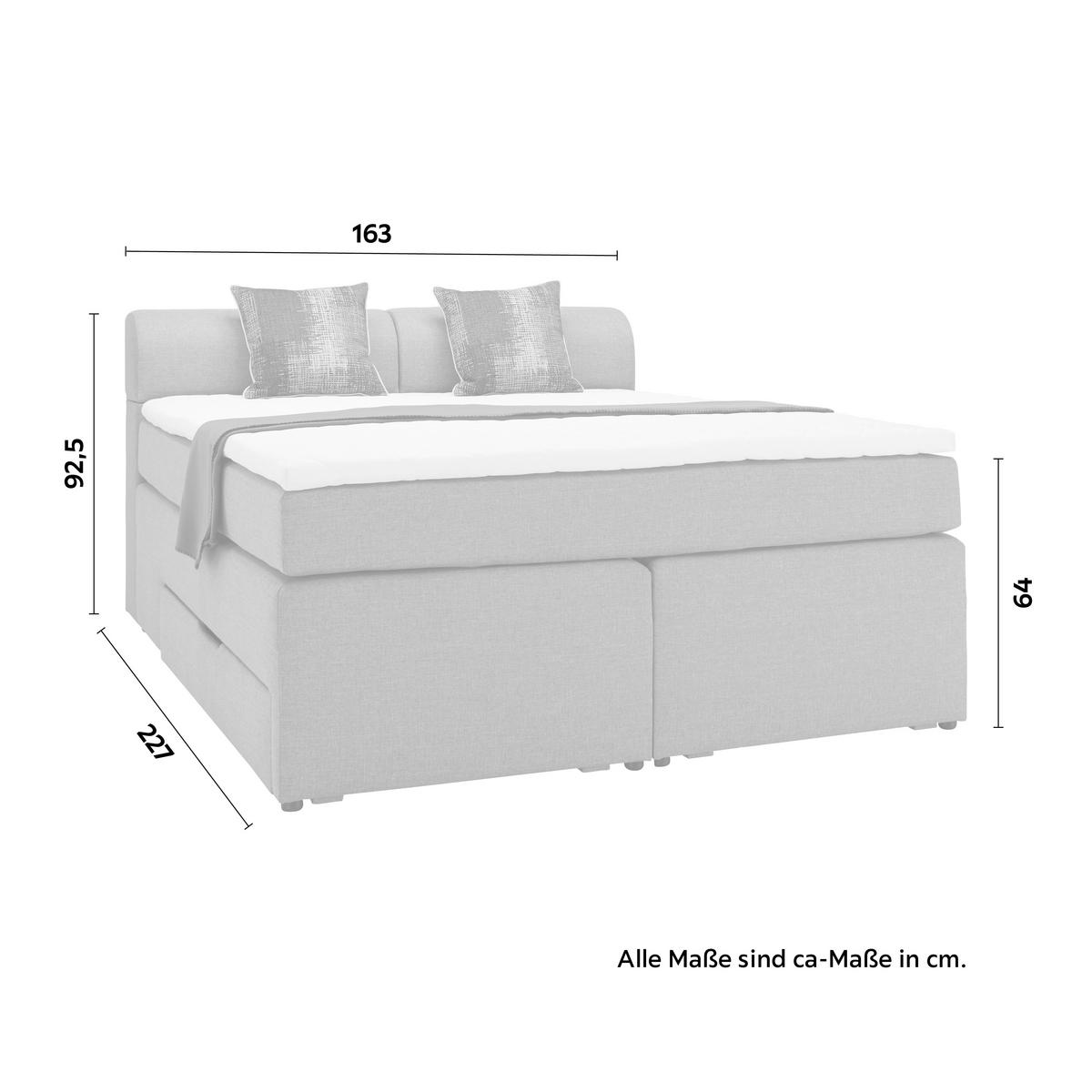 Boxspringbett Flexi-schublade In Grau Ca. 160x200cm - Schwarz/Grau, Modern, Holz/Holzwerkstoff (160/200cm) - Mömax