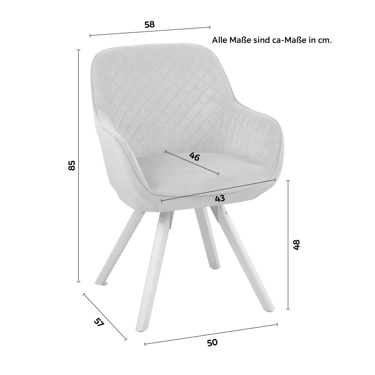 Armlehnstuhl Bago in Grau Samtbezug drehbar - Naturfarben/Grau, Modern, Holz/Textil (58/85/57cm) - Mömax