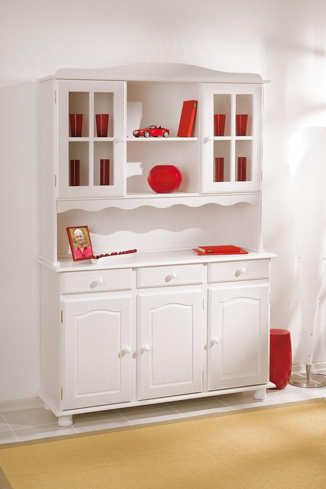Kredenca Siena, Bela, Masiven Bor - bela, Trendi, les (130/198/43cm) - MID.YOU