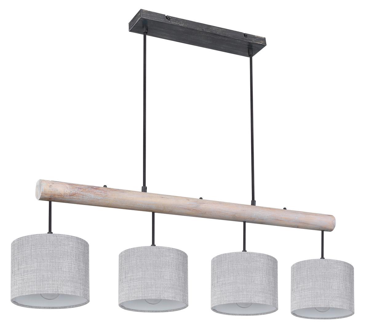 Lampa wisząca PLATON ok. 102x18x120 cm - czarny/szary, Modern, metal/drewno (102/18/120cm)