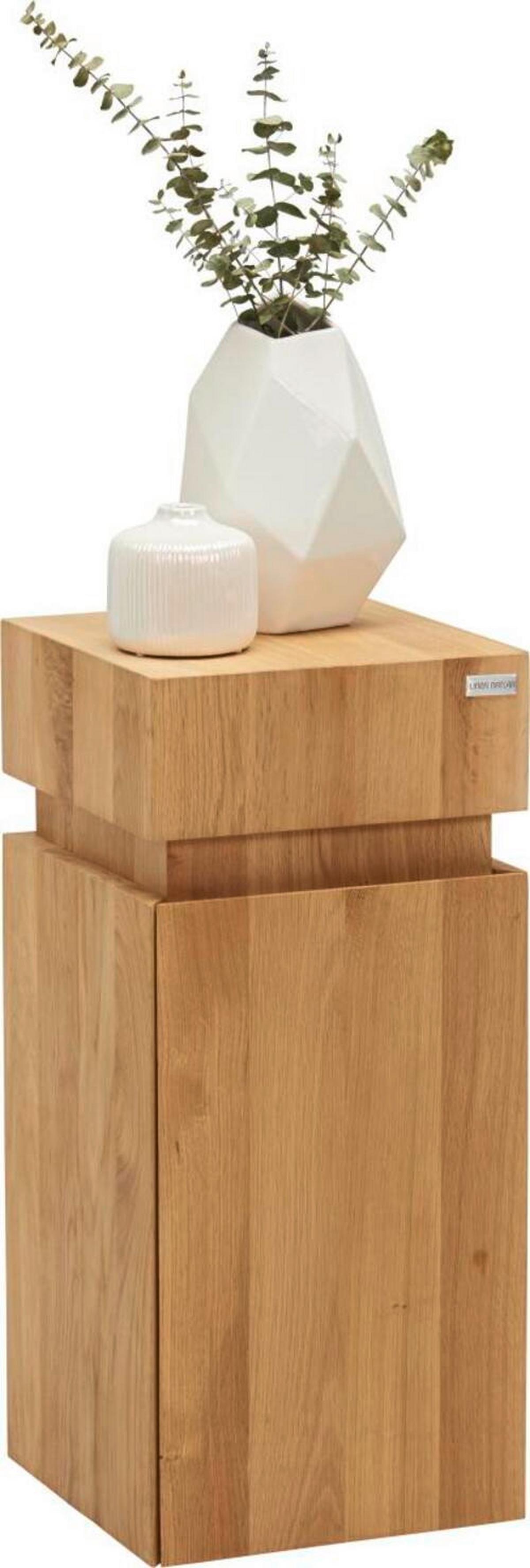 STOLIK BOCZNY MAYA - kolor dębowy, Modern, drewno (30/30/65,5cm) - Linea Natura