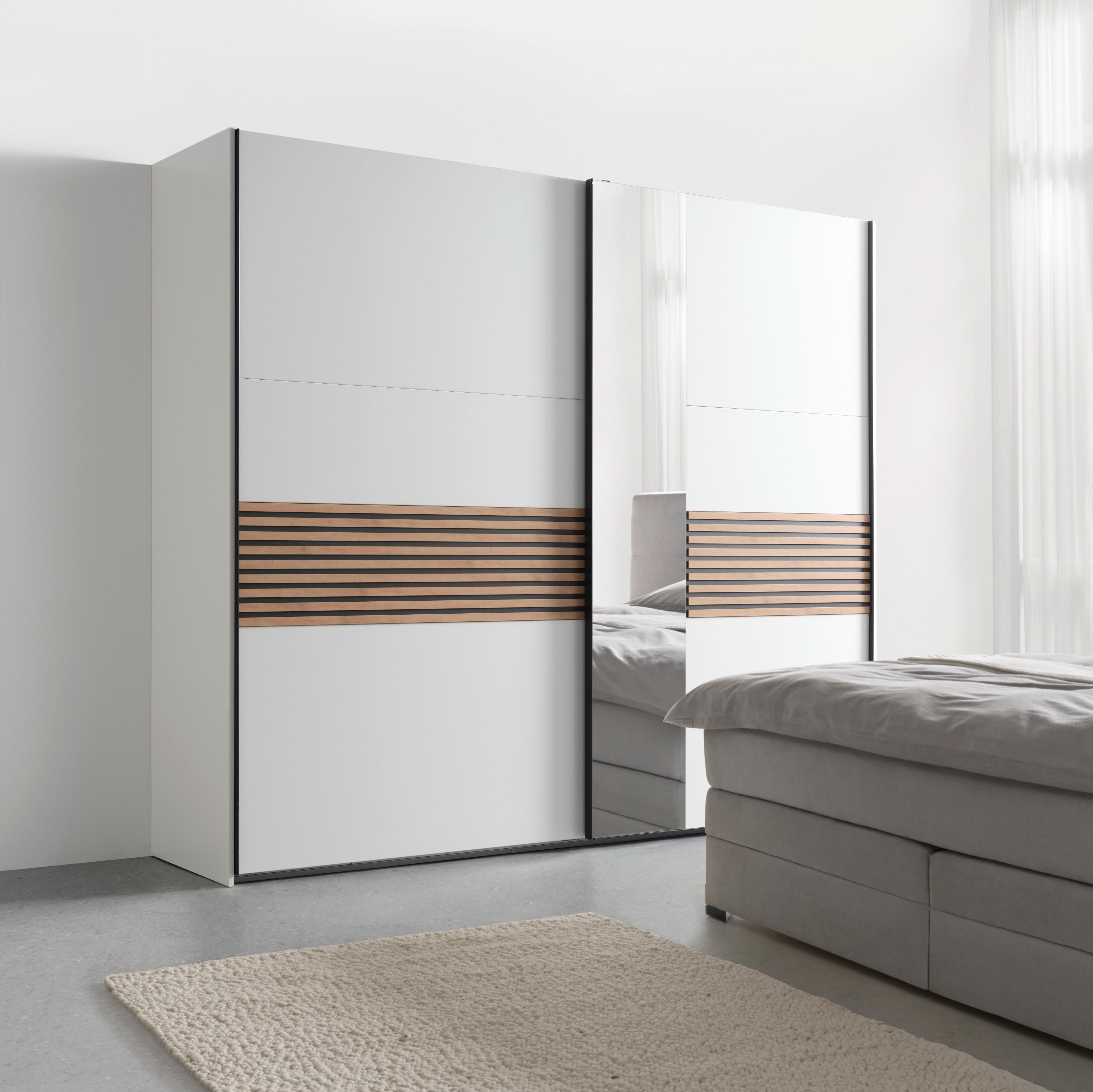SZAFA PRZESUWNA/PODWIESZ.DRZWI LEO -EXKLUSIV- - czarny/biały, Konventionell, materiał drewnopochodny/metal (250/216/65cm) - Premium Living