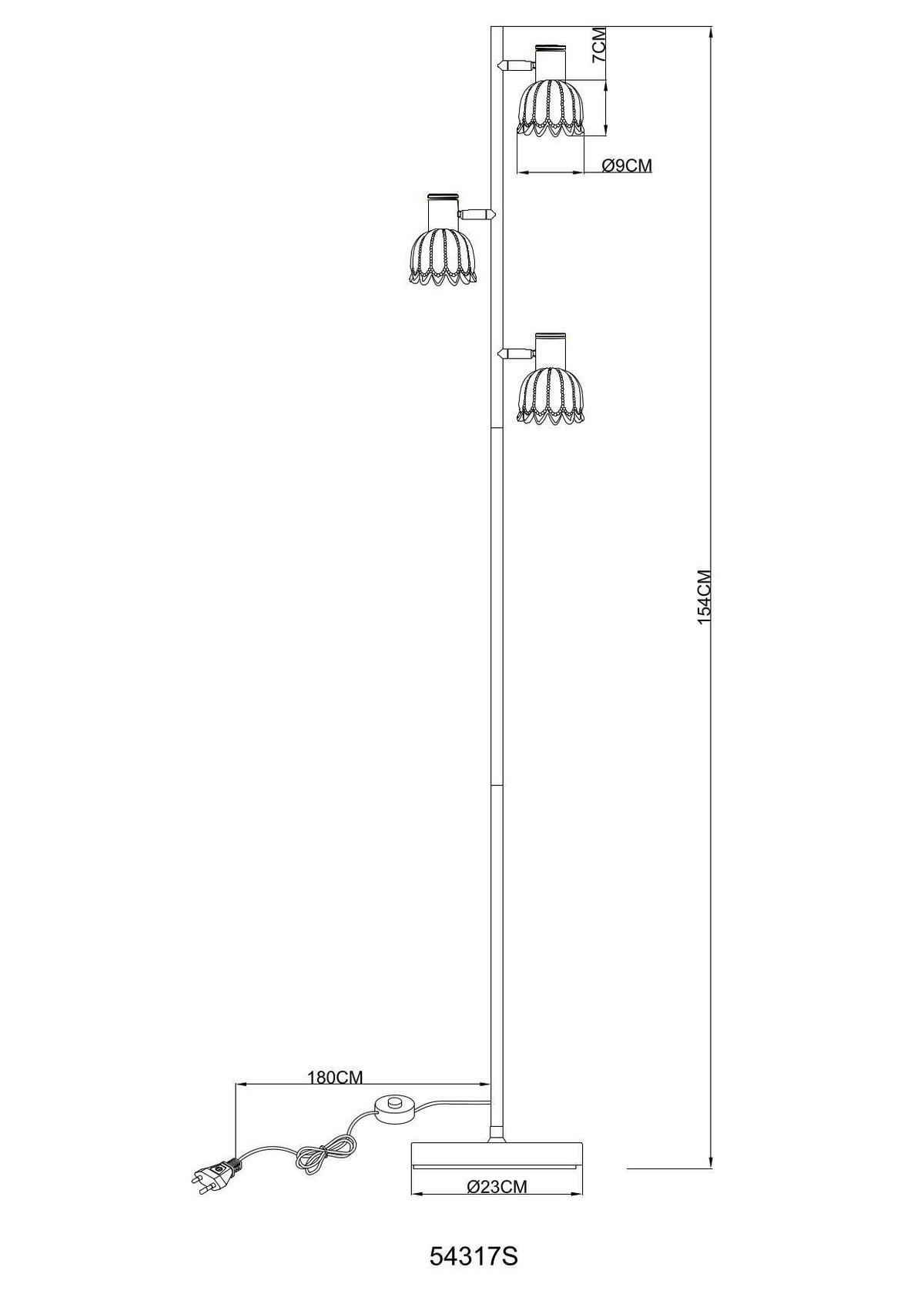 Podna Svjetiljka Planta - boje pijeska/crna, Konvencionalno, staklo/metal (28/23/154cm) - Globo