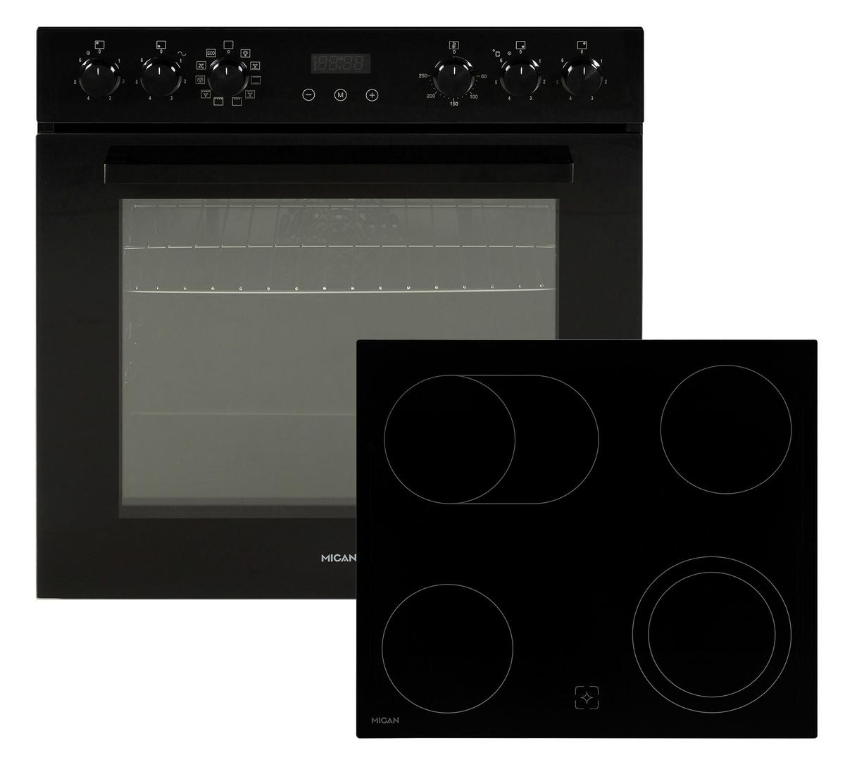 Herdset HSHDB73S - Schwarz, Basics, Glas/Metall (60/60,5/31,5cm) - Mican