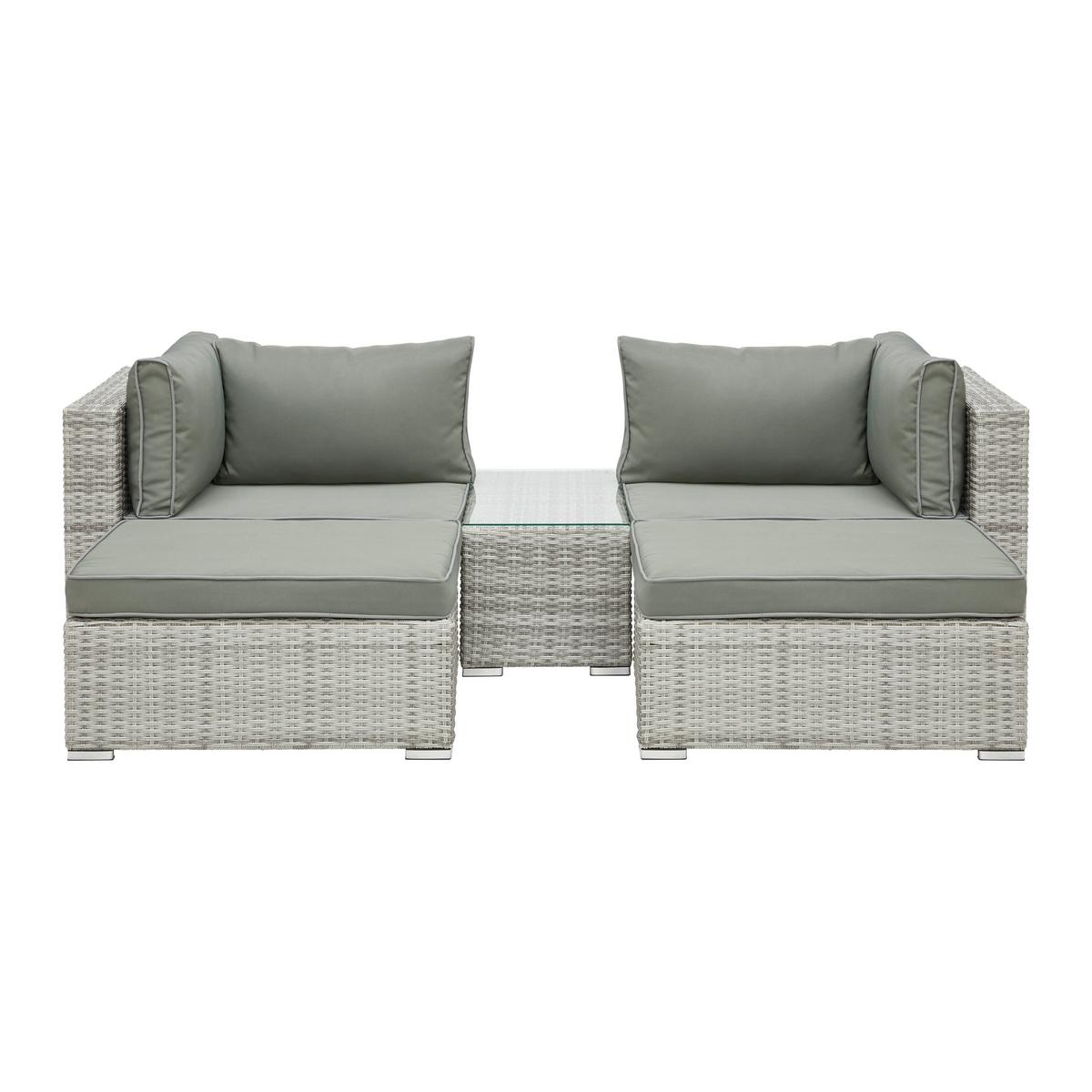 Loungegarnitur Parga in Grau - Grau, Modern, Glas/Kunststoff - Mömax