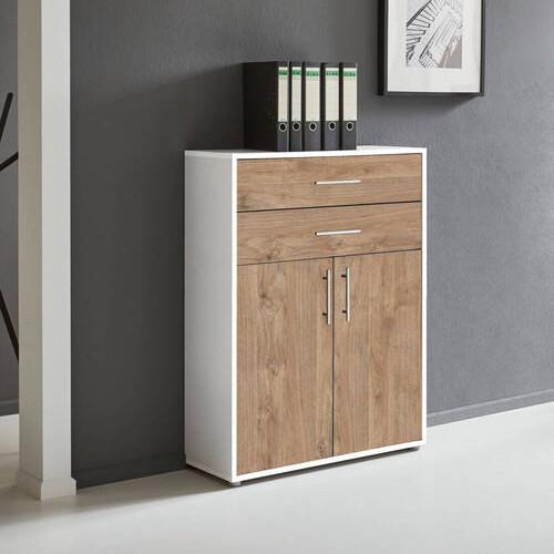 Aktenschrank Office Edition Weiß/Eichefarben - Eichefarben/Weiß, MODERN, Holzwerkstoff (84,5/114/33cm) - MID.YOU