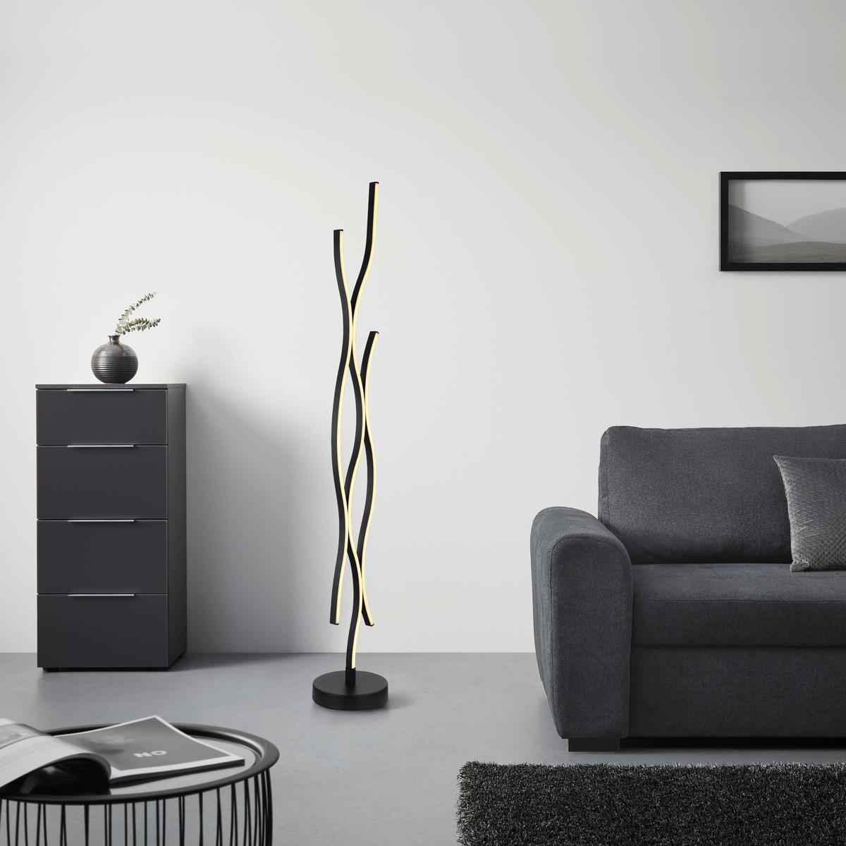 Stoječa Led-svetilka Relo - črna/opal, Moderno, kovina/umetna masa (20/135cm) - Mömax