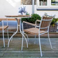 Balkonset Ellen Weiß/Teak 3-tlg. - Weiß, Natur, Holz - Gardenson