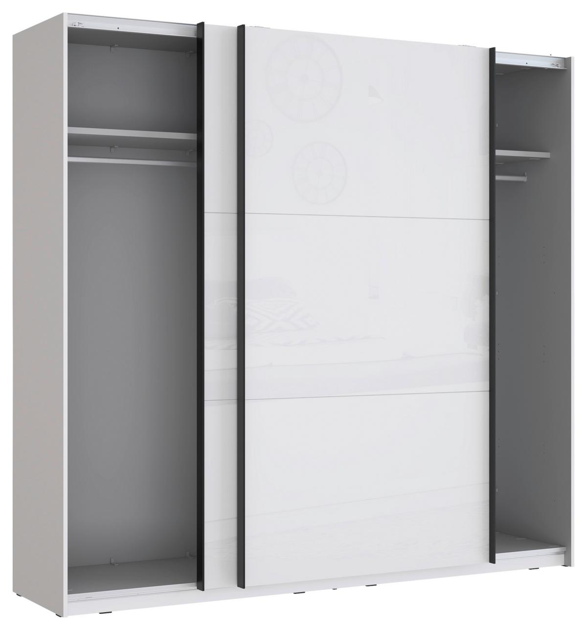 Omara Z Drsnimi Vrati Leader, Bela - črna/bela, Moderno, kovina/leseni material (220,1/209,7/61,2cm) - Carryhome