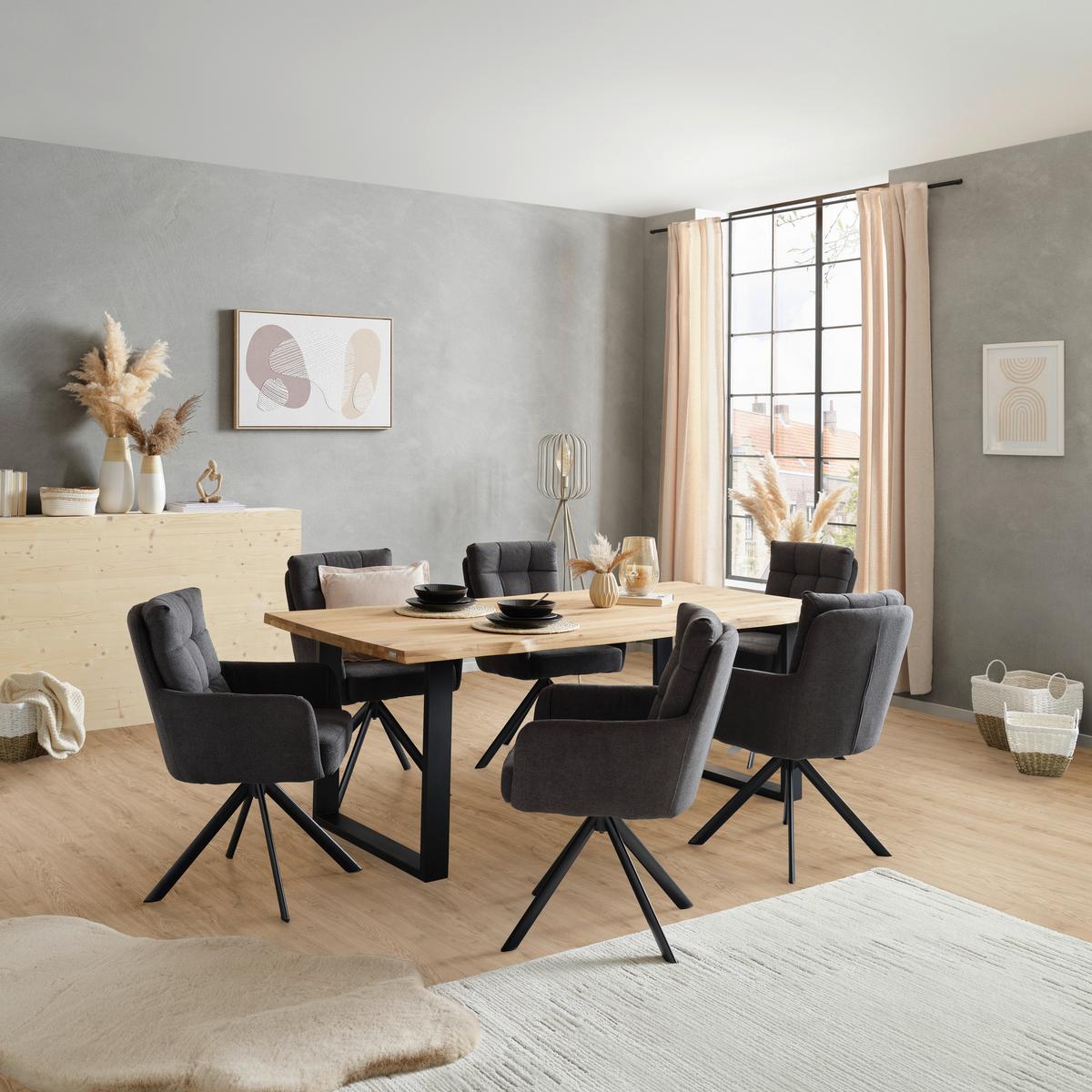 Masă WOOD 200 - culoare natur/negru, Konventionell, lemn/metal (200/75/100cm) - James Wood