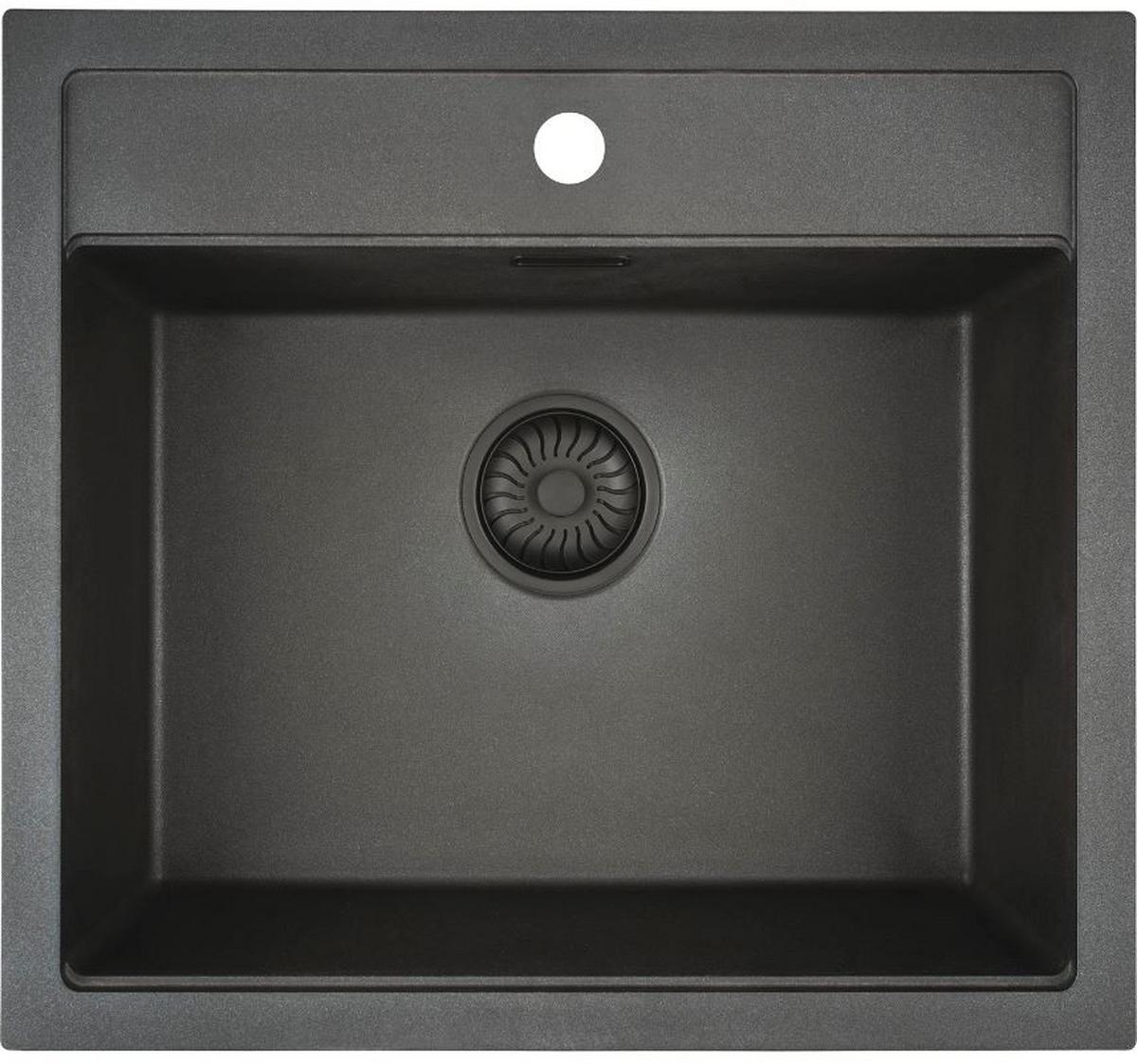 Einbauspüle Solido in Schwarz - Schwarz, MODERN (56/51cm)