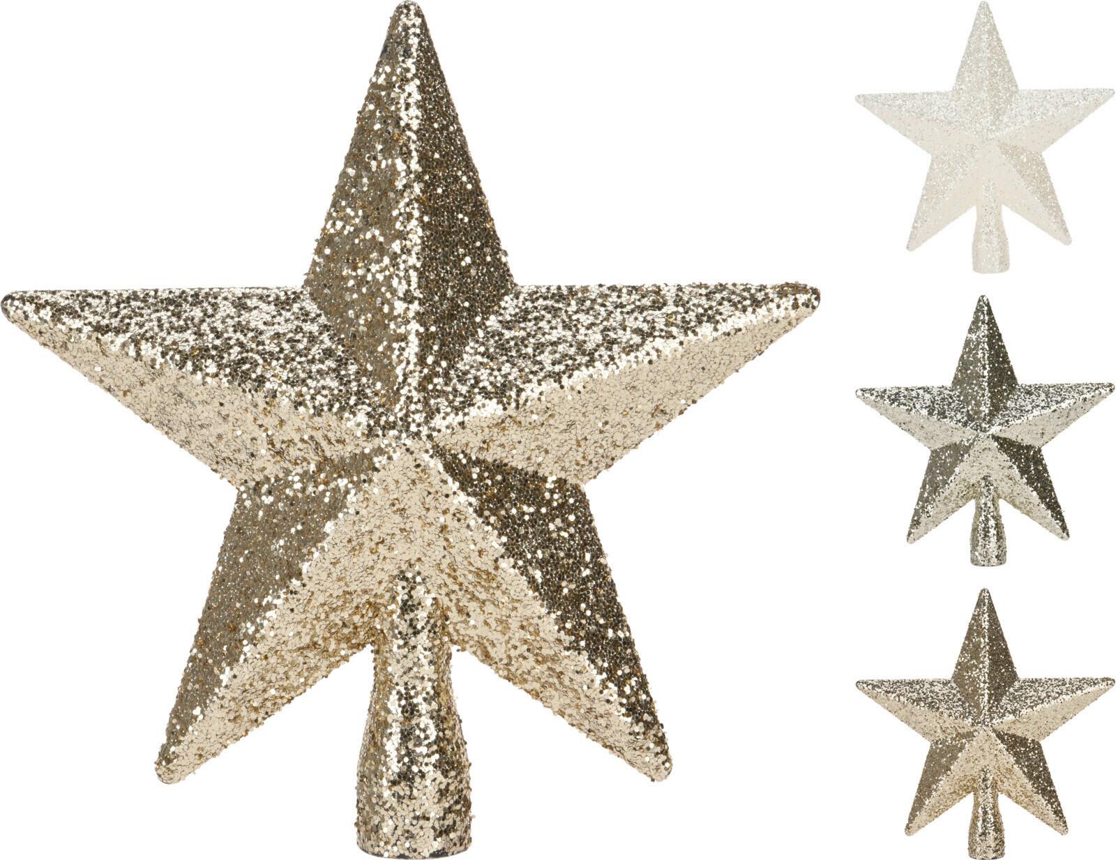 Vârf de brad Noella - alb/auriu, Basics, plastic (19/5/19cm)