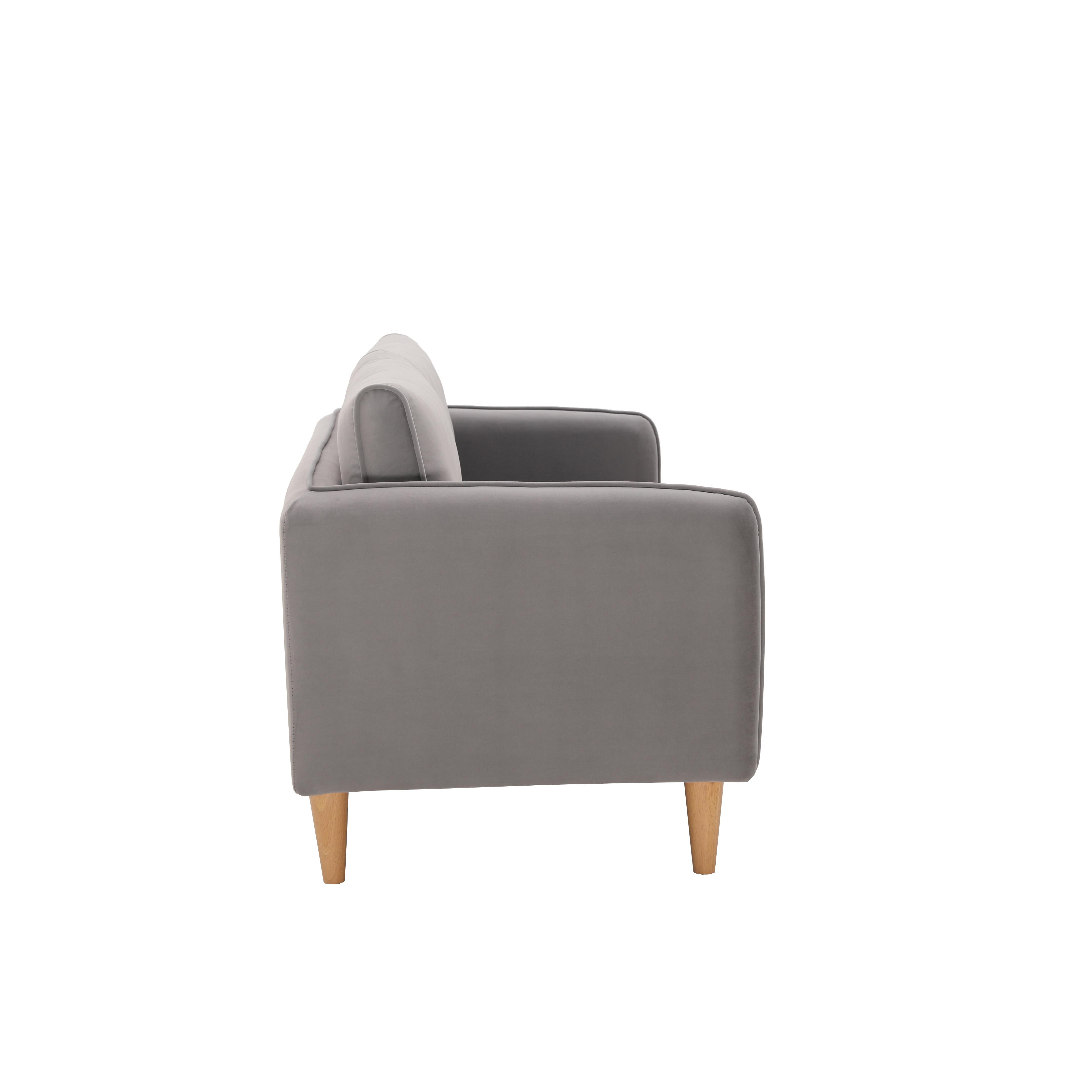 Sofa "Livia", dreisitzer, grau, Samt - Naturfarben/Grau, MODERN, Holz/Textil (176/78/76cm) - Bessagi Home
