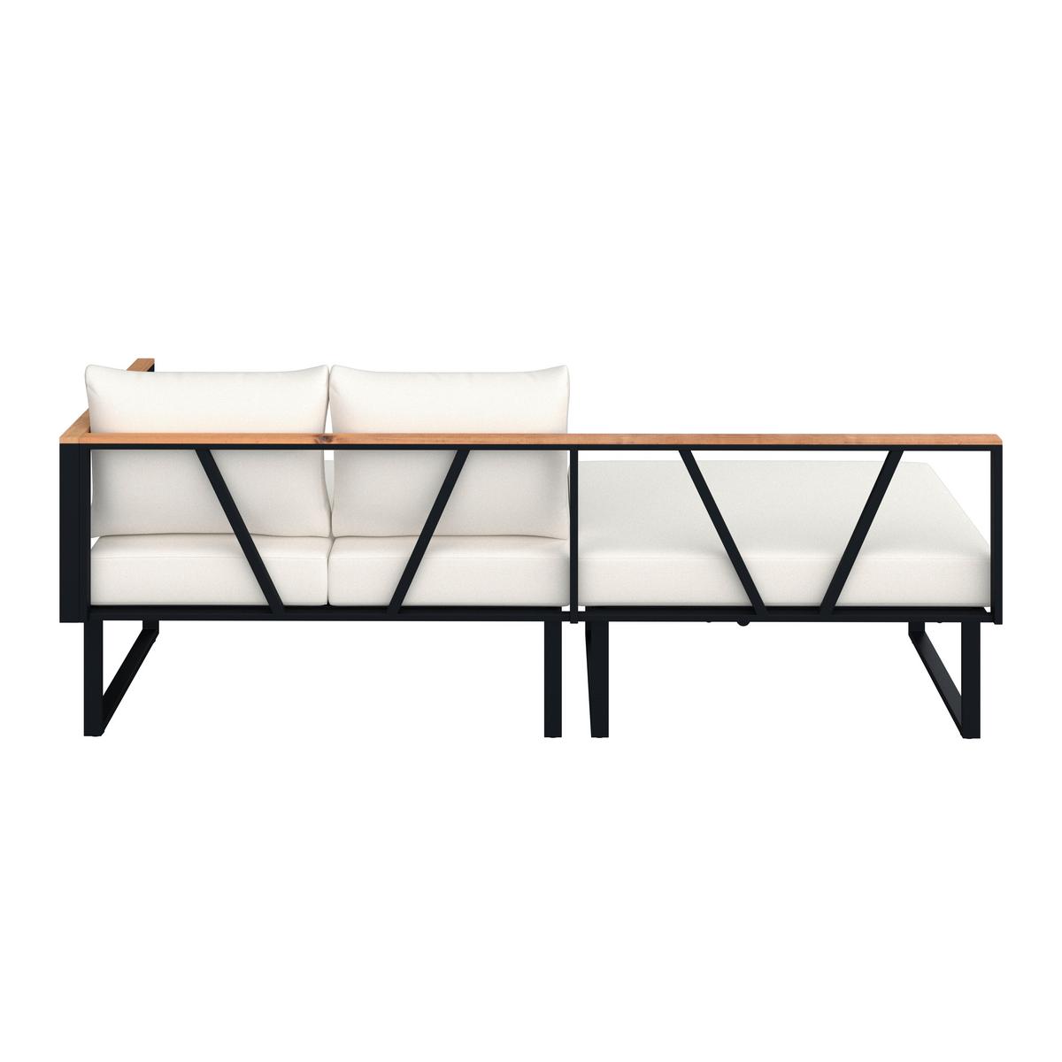 Loungegarnitur Loretta Creme Metall/Holz/Outdoorstoff - Creme/Schwarz, MODERN, Holz/Textil (80/75/80cm) - Bessagi Garden
