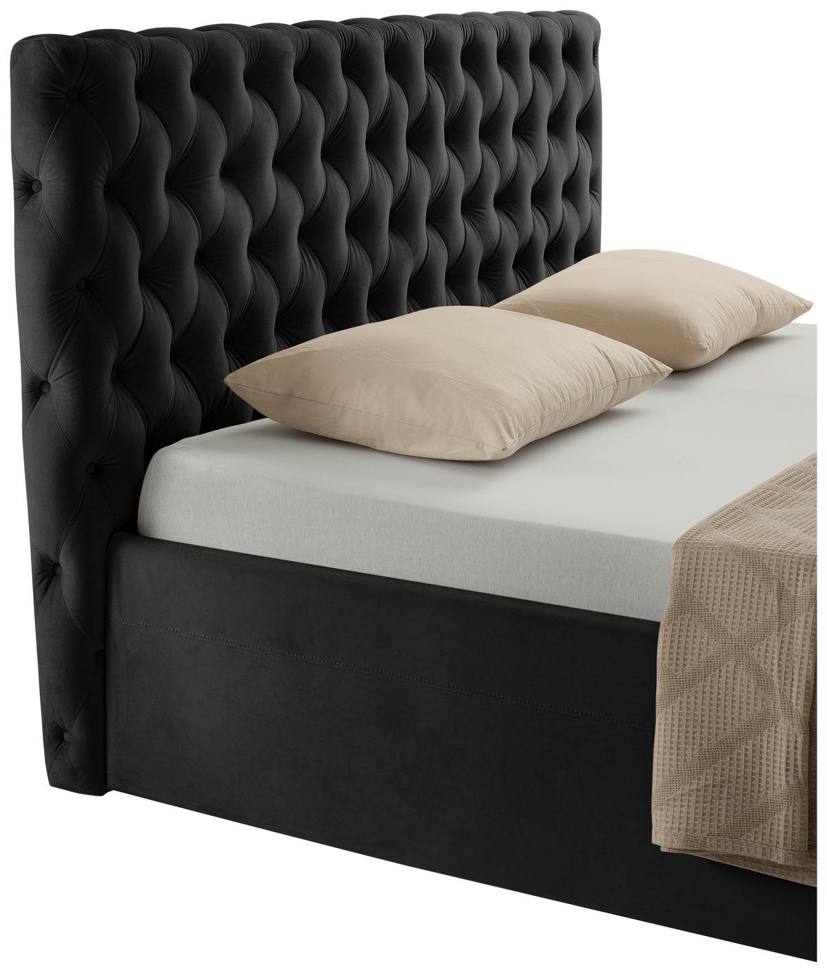 Polsterbett Katar Schwarz ca. 160x200cm - Schwarz, KONVENTIONELL, Textil (160/200cm) - Mömax