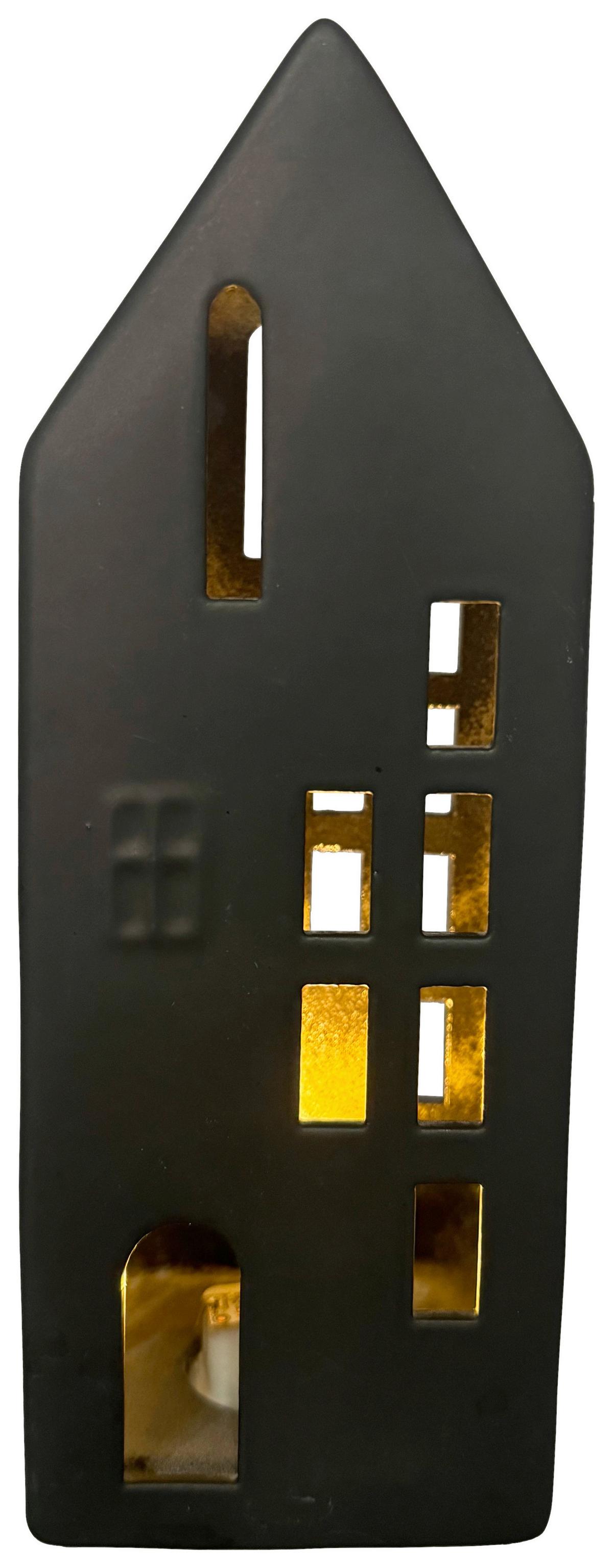 Dekohaus Luna Schwarz - Schwarz, KONVENTIONELL, Keramik (7,8/20,7/7,8cm) - Mömax