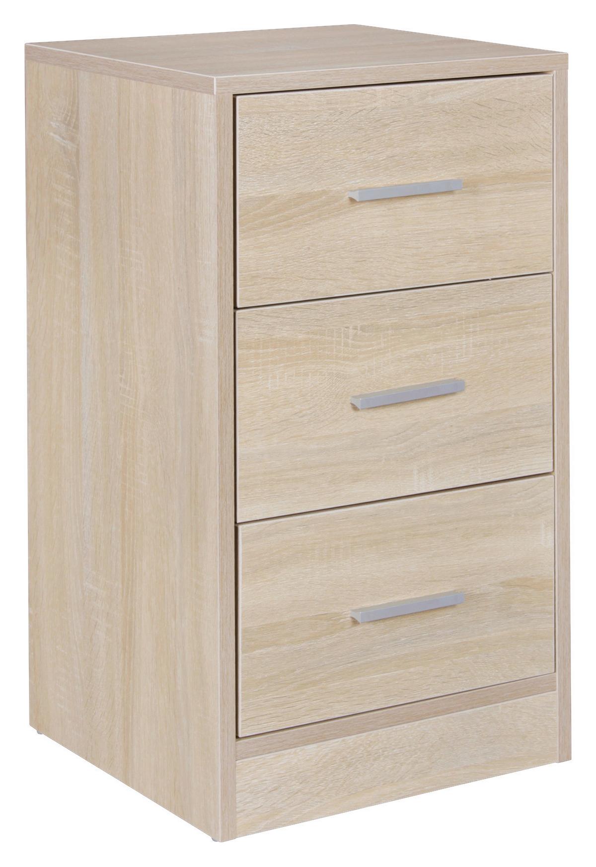 Nočna Omarica Olav - srebrne barve/barve hrasta, Konvencionalno, kovina/umetna masa (37/68/35cm) - MID.YOU