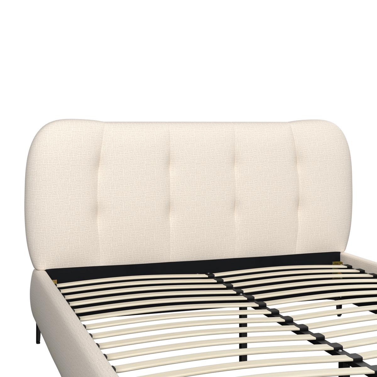 Polsterbett Glaris Creme ca. 160x200 cm - Eichefarben/Creme, MODERN, Holz/Textil (160/200cm) - Bessagi Home