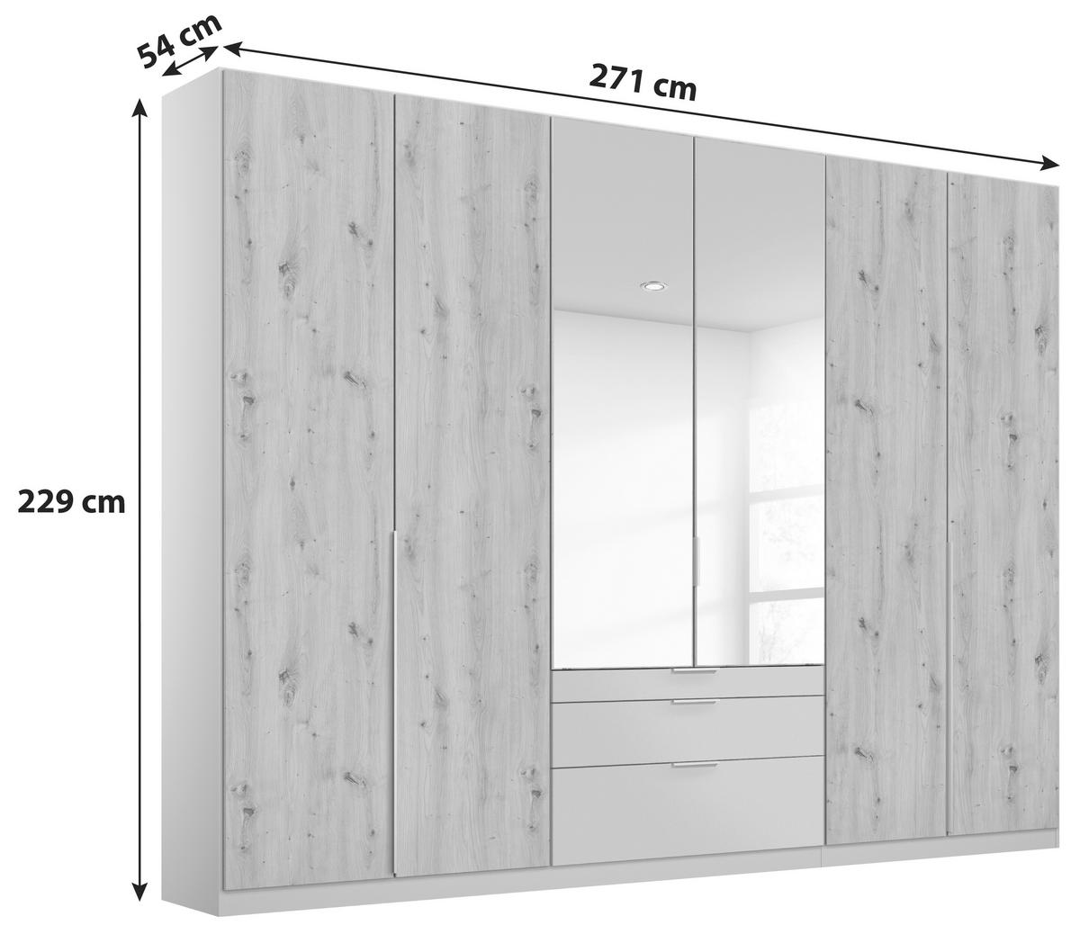 DULAP USI ROTATIVE ALABAMA - argintiu/culoare lemn stejar, Modern, material pe bază de lemn (271/229/54cm) - Modern Living