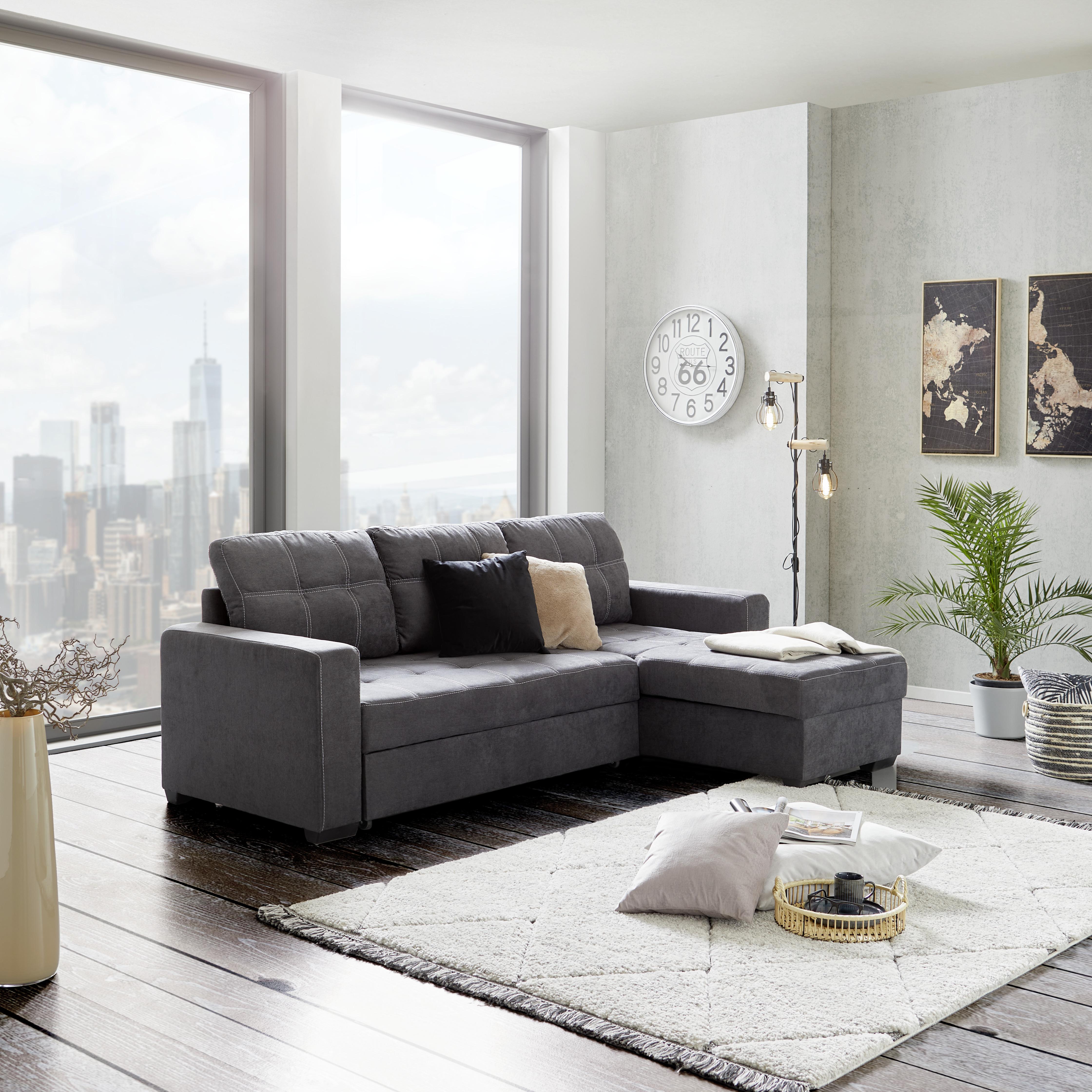 Canapea modulară Mediolan - alb/gri închis, Design, textil (240/160cm) - Modern Living