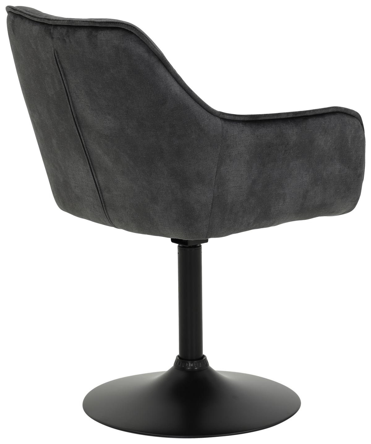 Stuhl-Set gepolstert drehbar 2er-Set - Anthrazit/Schwarz, MODERN, Textil/Metall (49/83/62cm) - MID.YOU