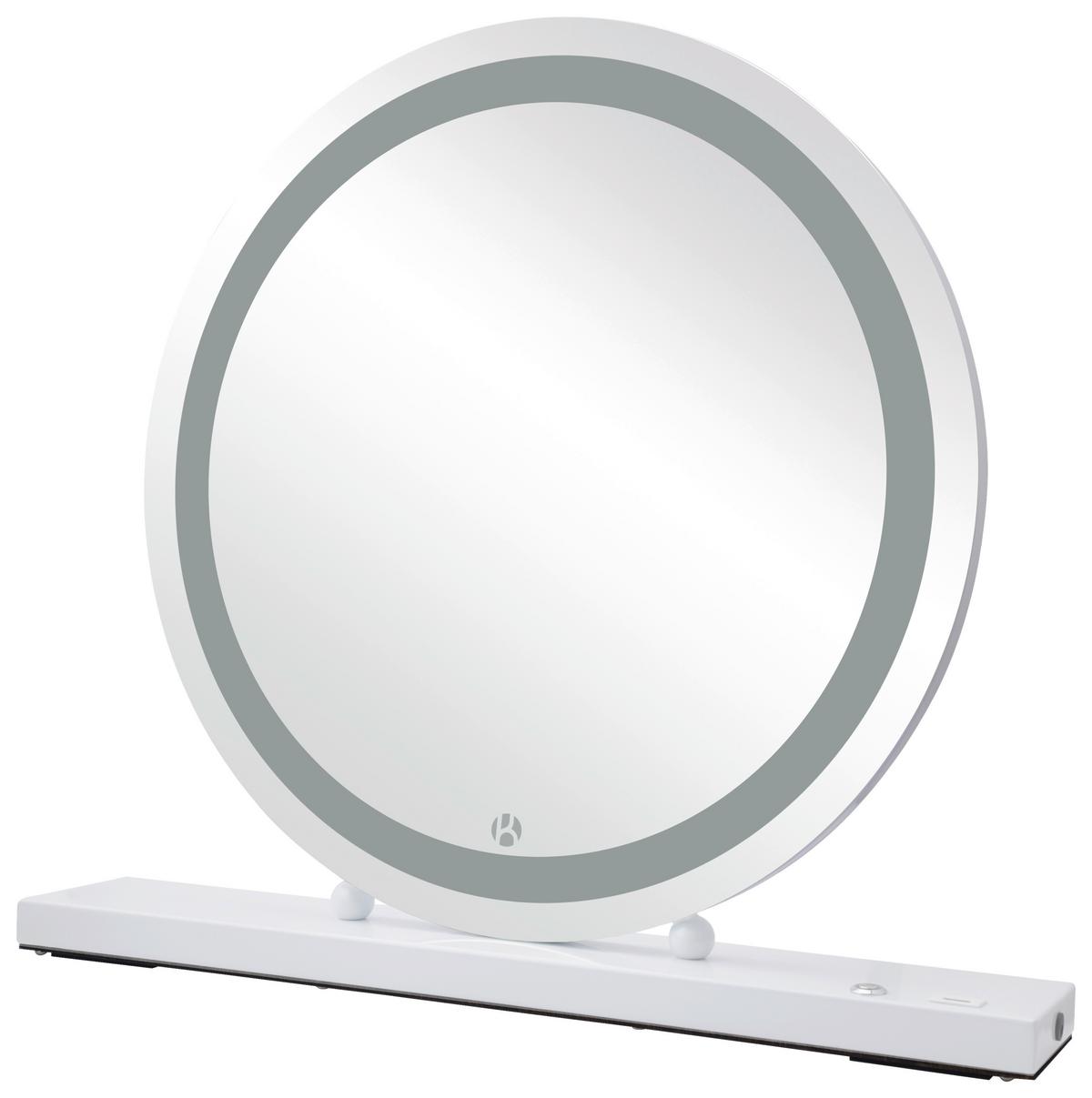 WANDSPIEGEL LED SCHMINKSPIEGEL GLAMORY 125 - Weiss, Basics, Glas/Holzwerkstoff (53/10/60cm) - Kayoom