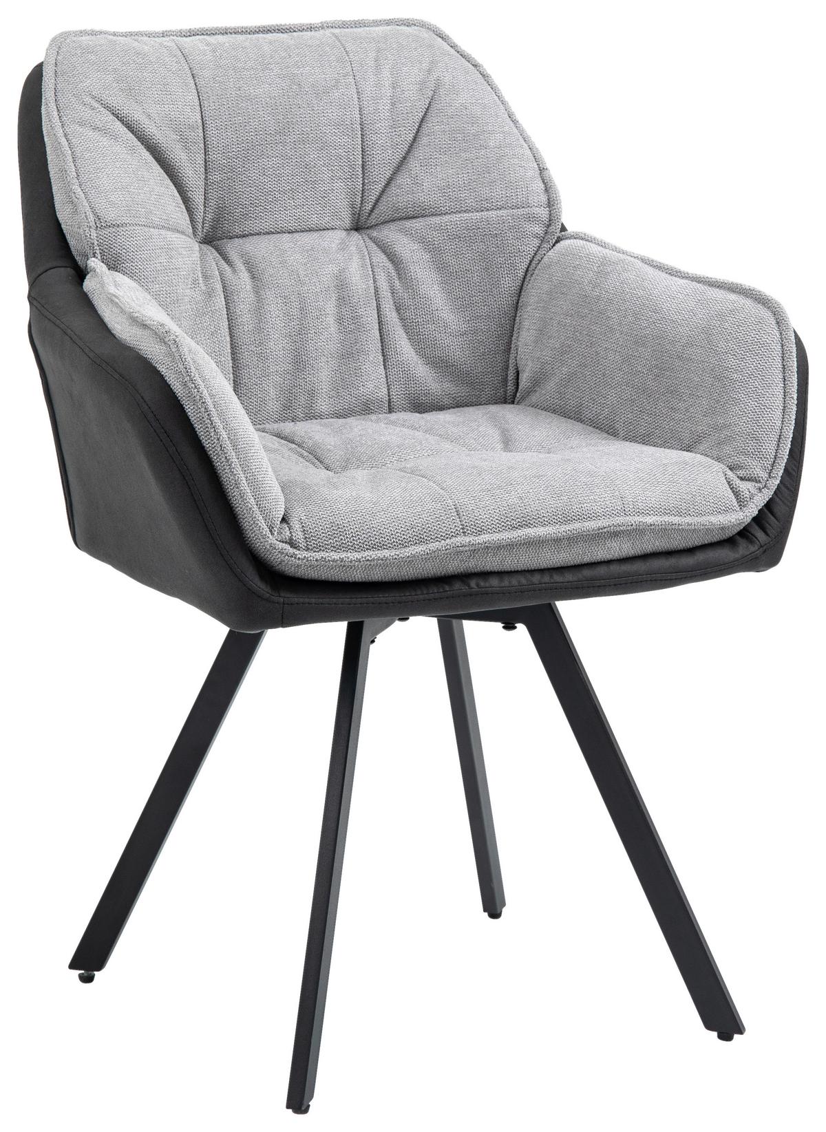 KRZESŁO Z PODŁOKIETNIKAMI LUKAS - antracytowy/czarny, Design, metal/tkanina (61/89/62cm) - Novel