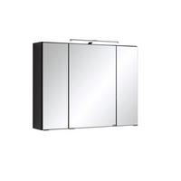 Spiegelschrank Cardiff 3-türig ca. 80x64 cm Graphitfarben - Chromfarben, KONVENTIONELL, Glas/Holzwerkstoff (80/64/20cm) - Held