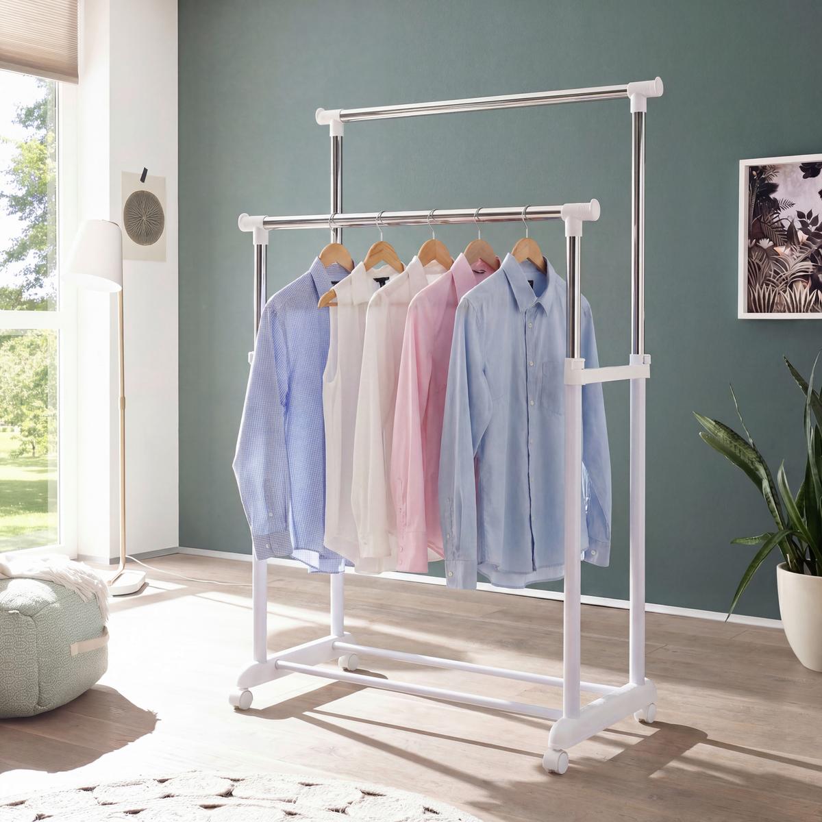 Stalak Za Odeću Naomi 5 - boja hroma/bela, Moderno, metal/plastika (84/94-168/44cm) - Modern Living