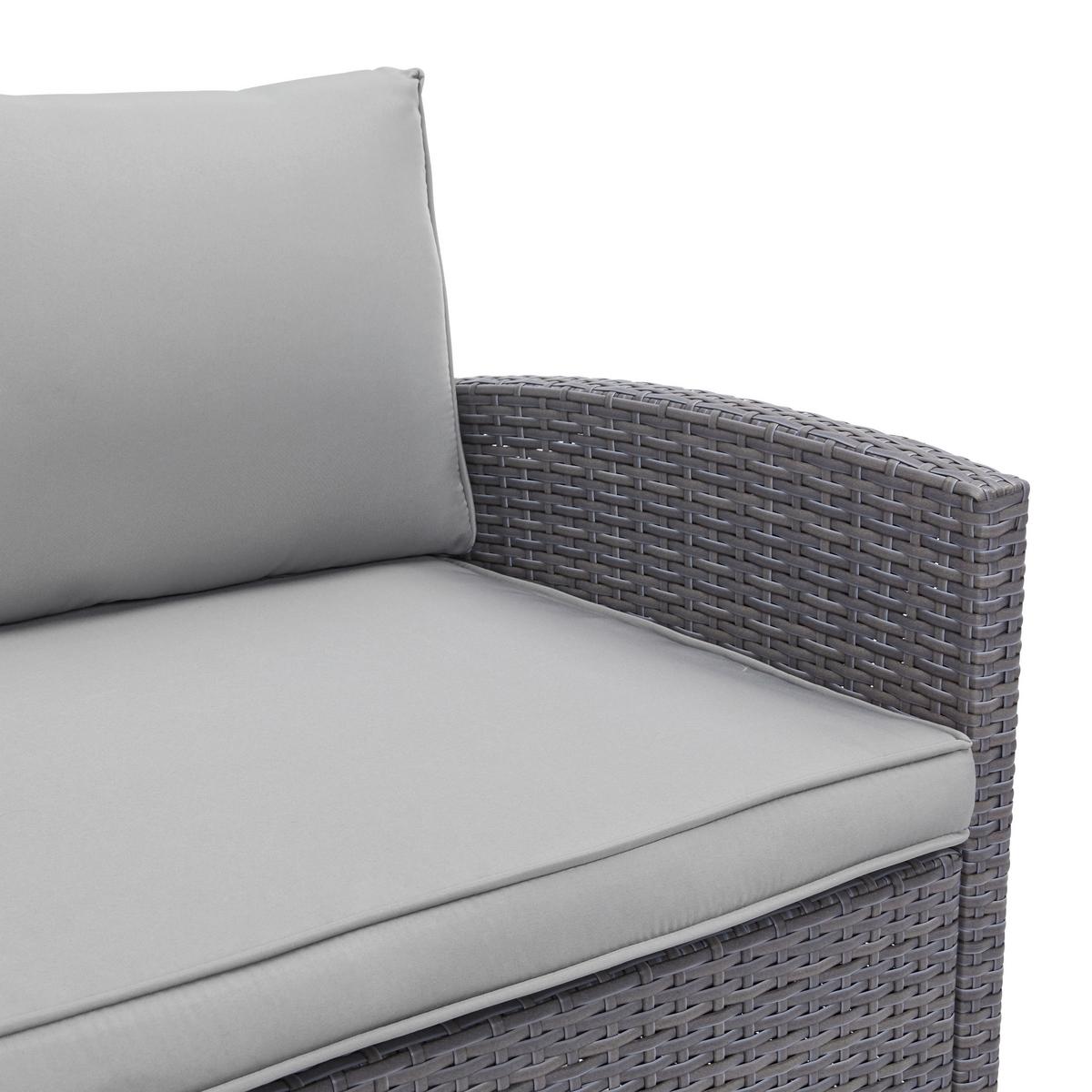 Loungegarnitur-Set Marrakesch 1 Grau aus Kunststoffgeflecht - Hellgrau/Schwarz, Modern, Glas/Kunststoff (181/70/240cm) - Mömax